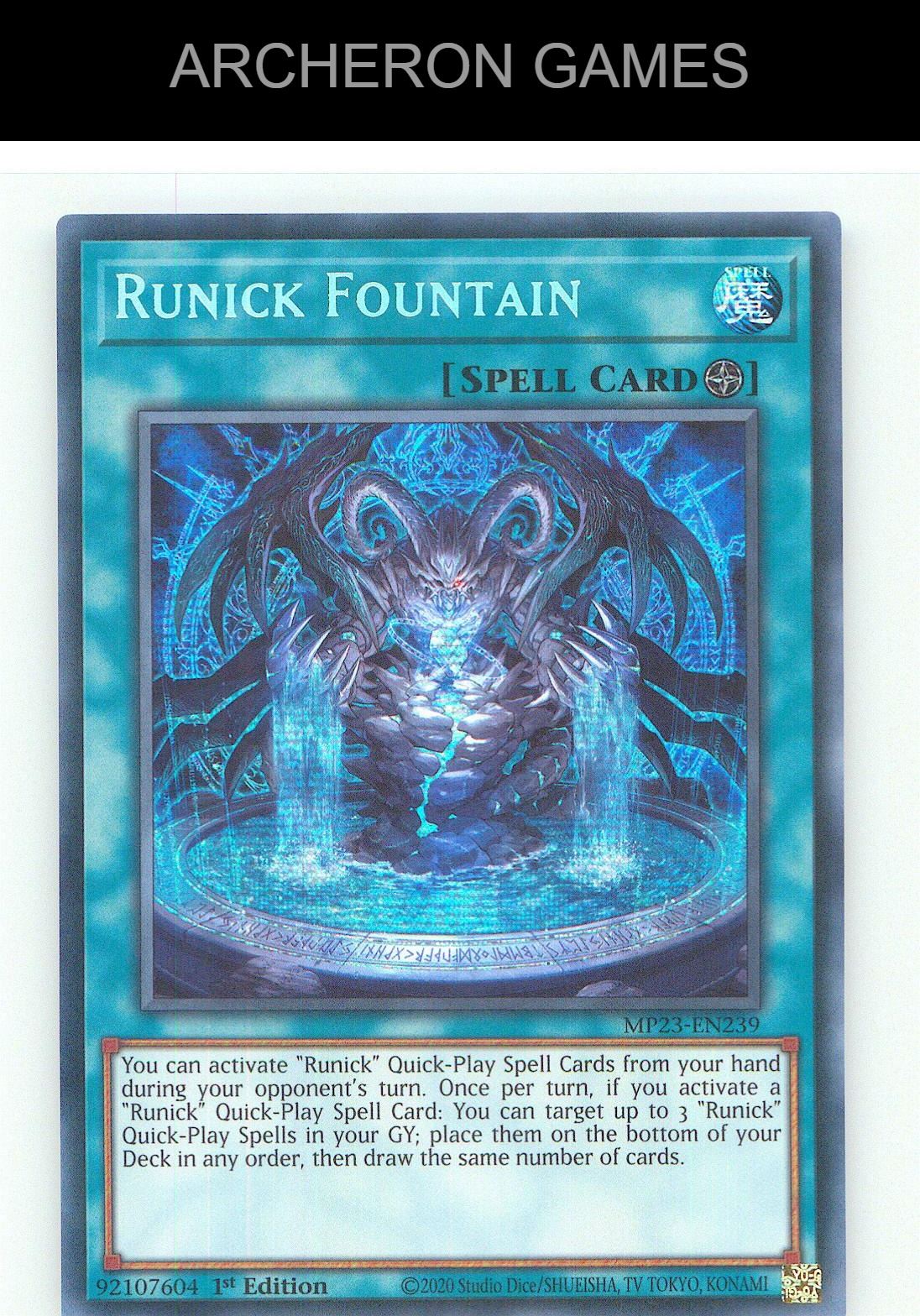 Runick Fountain Prismatic Secret Rare YUGIOH Card 1st Edition