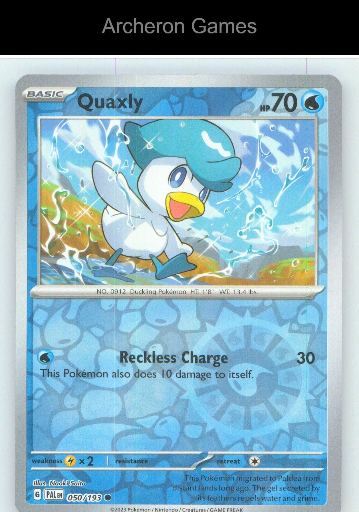 Pokemon Card Quaxly PAL 050/193 C Paldea Evolved Reverse Holo