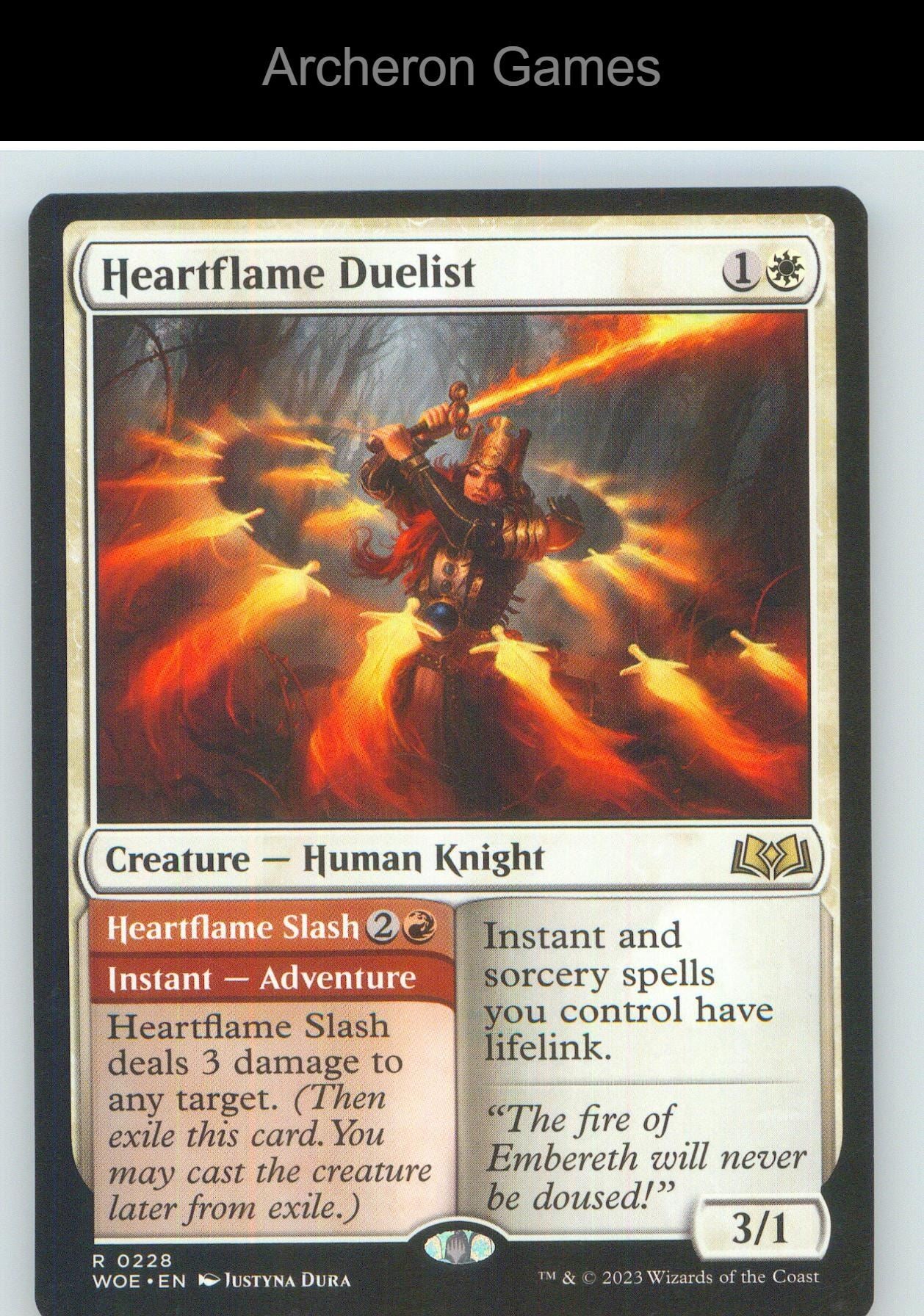 Heartflame Duelist WOE 228 R MTG Card NM/EX+