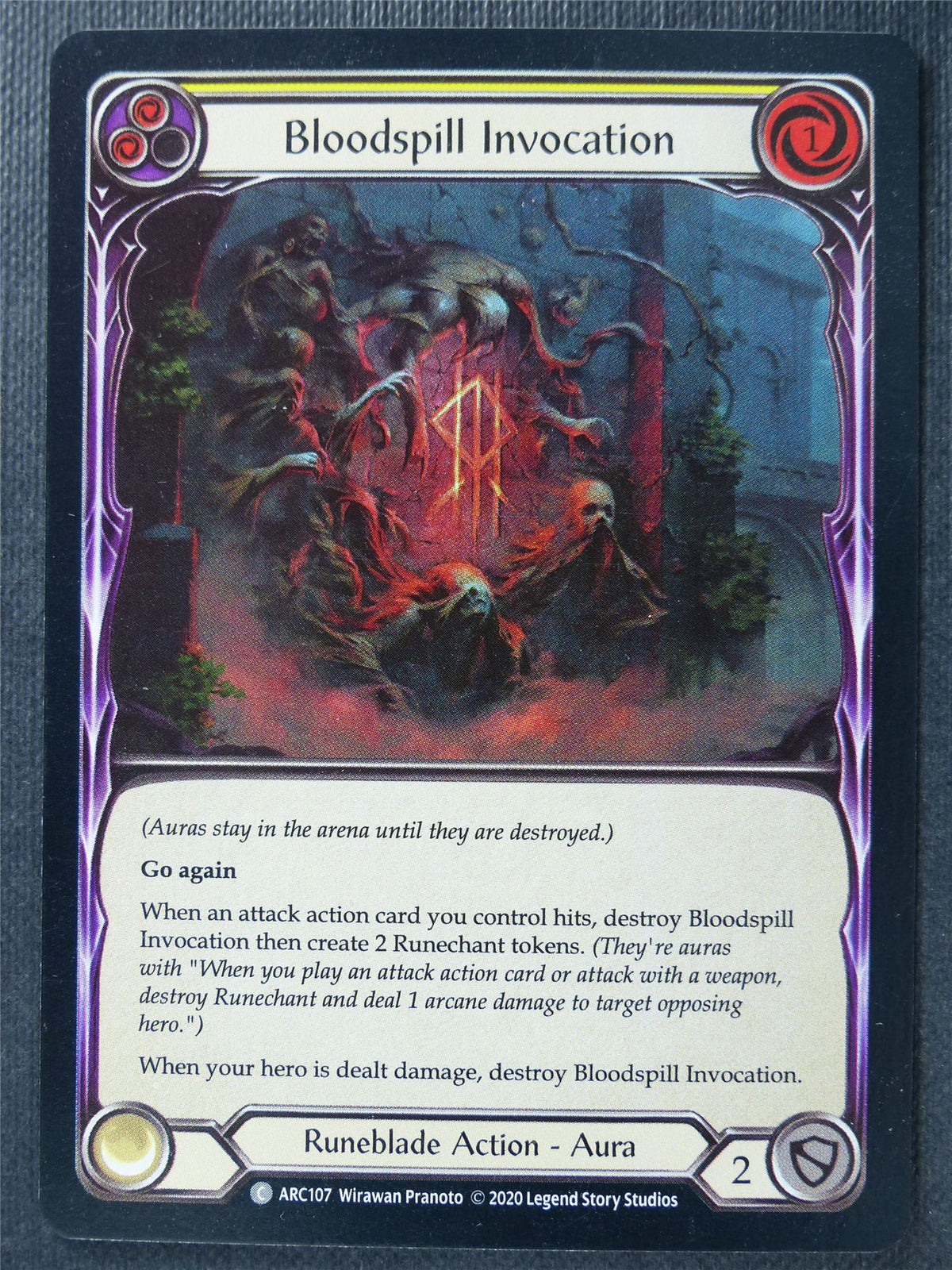 Bloodspill Invocation - Yellow ARC107 C Foil - Flesh & Blood Card #3N9