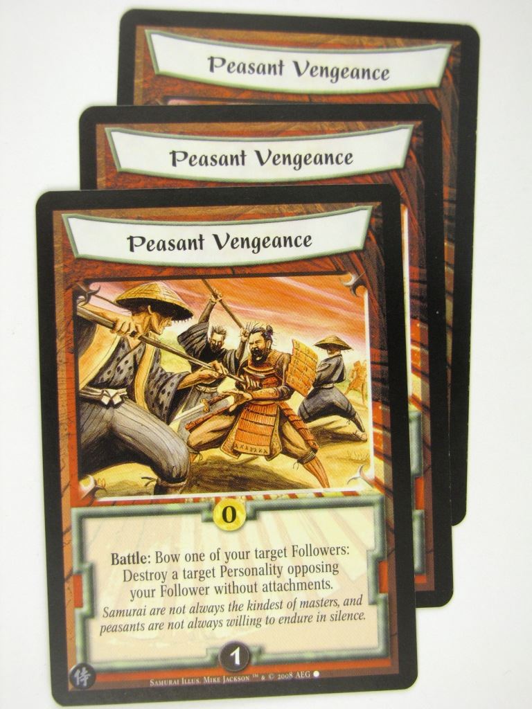 Vintage L5R Cards: PEASANT VENGEANCE x3 # 16J81