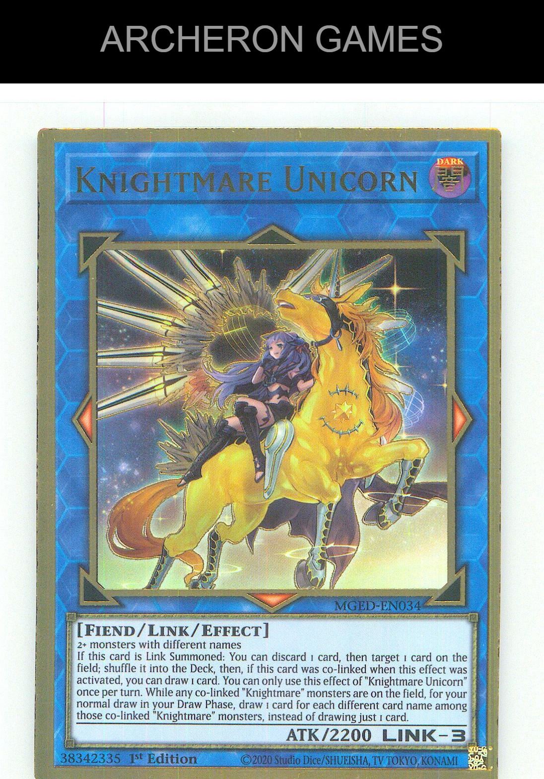 Knightmare Unicorn (Alternate Art) Premium Gold Rare YUGIOH Card 1st Edition