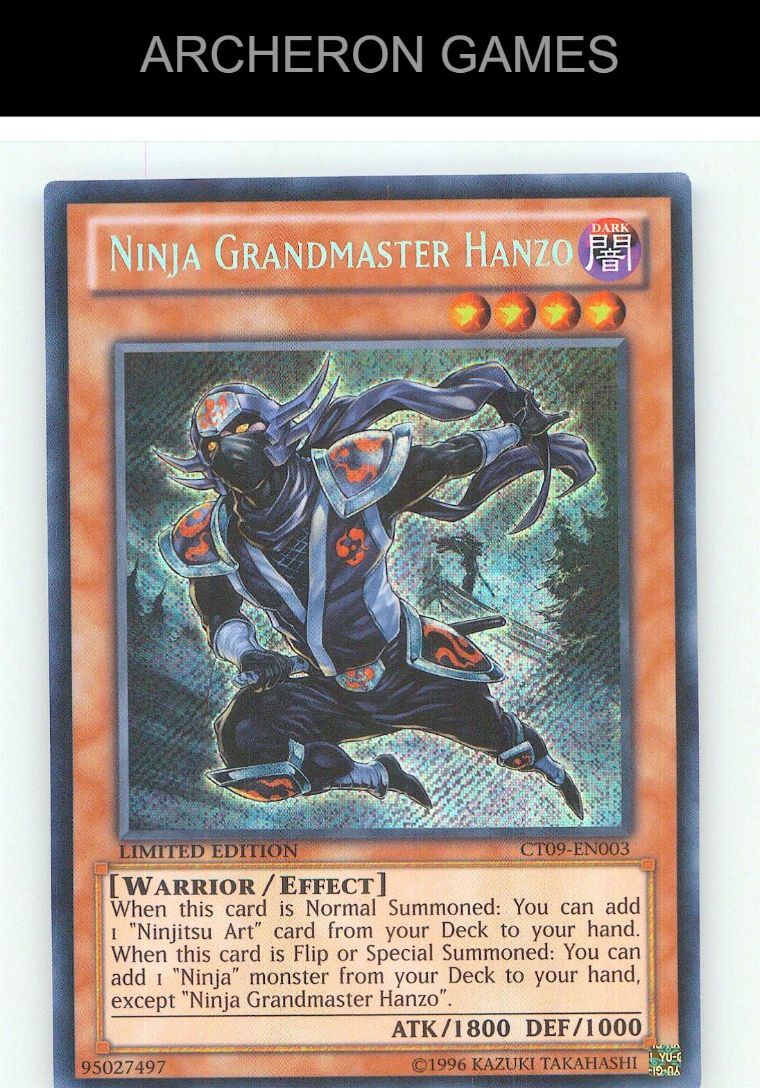 Ninja Grandmaster Hanzo SEC YUGIOH Card Limited