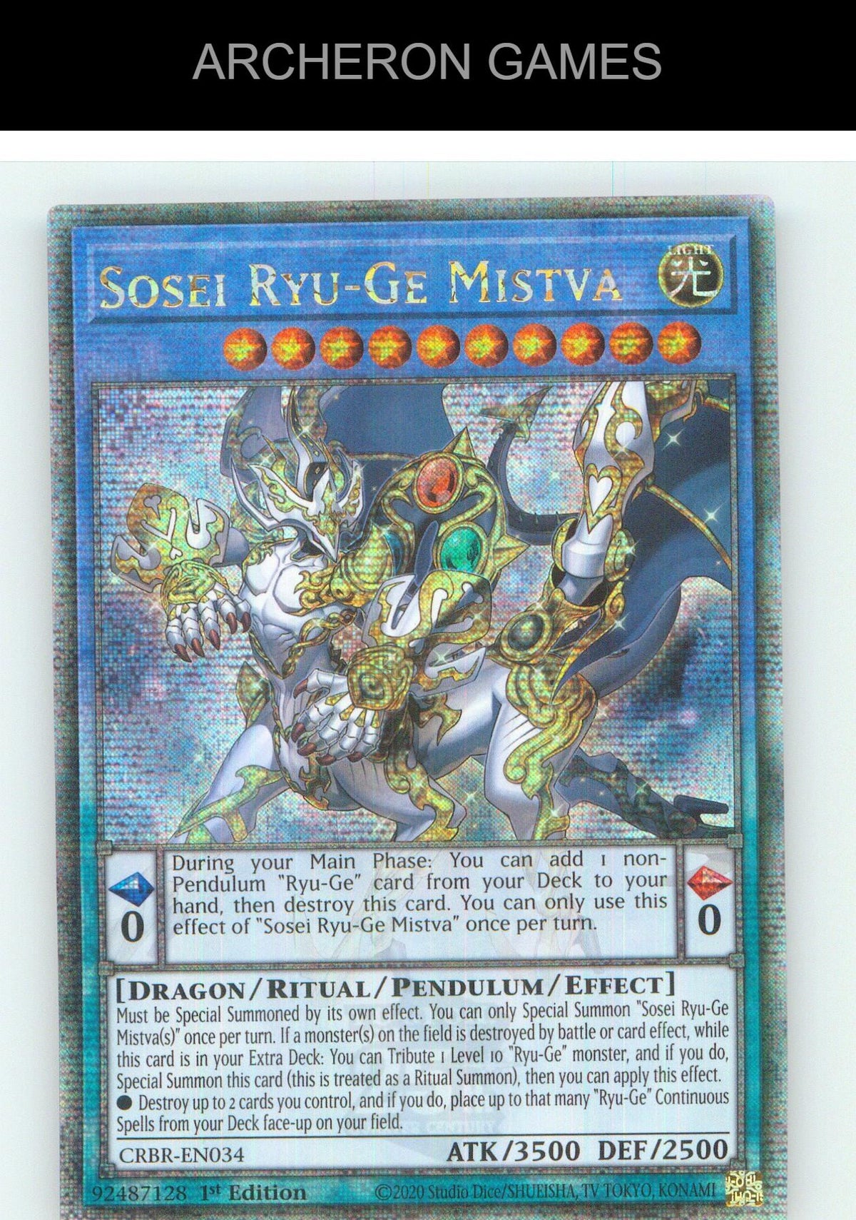 Sosei Ryu-Ge Mistva (Quarter Century Secret Rare) YUGIOH Card 1st Edition