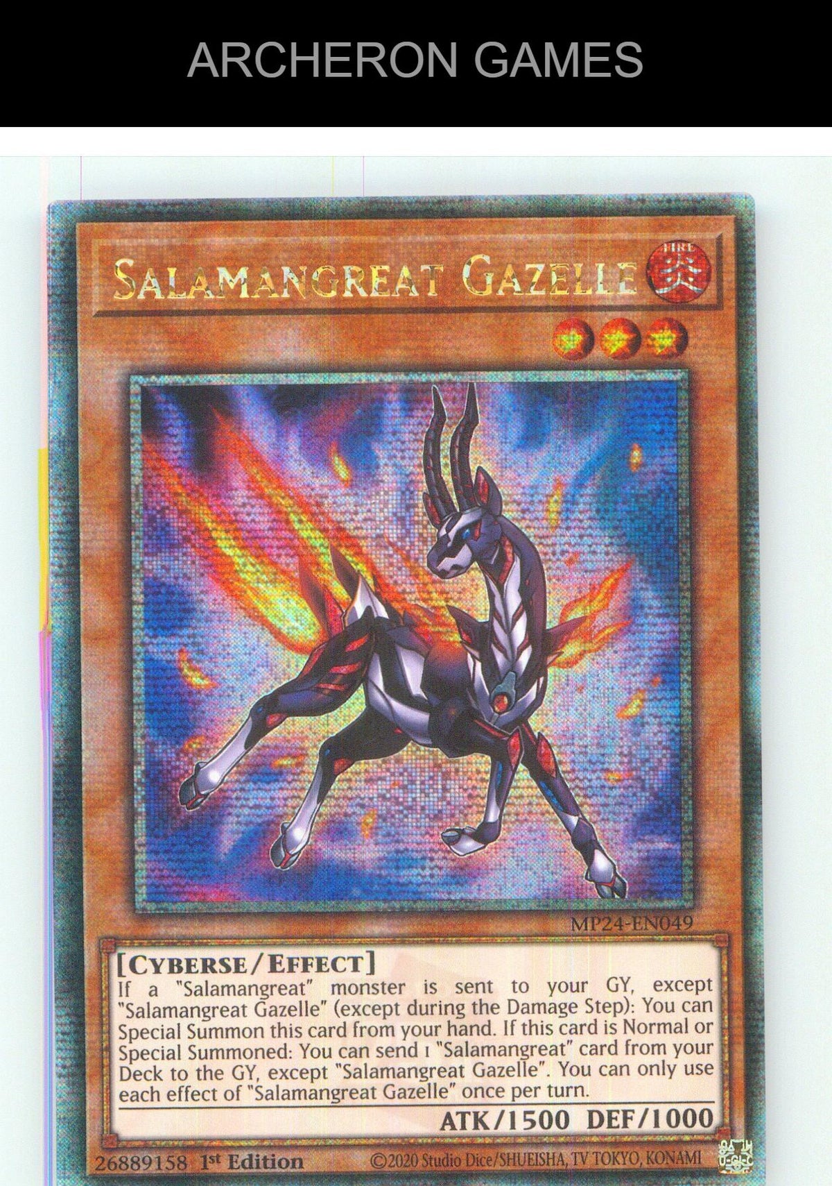 Salamangreat Gazelle (Quarter Century Secret Rare) YUGIOH Card 1st Edition
