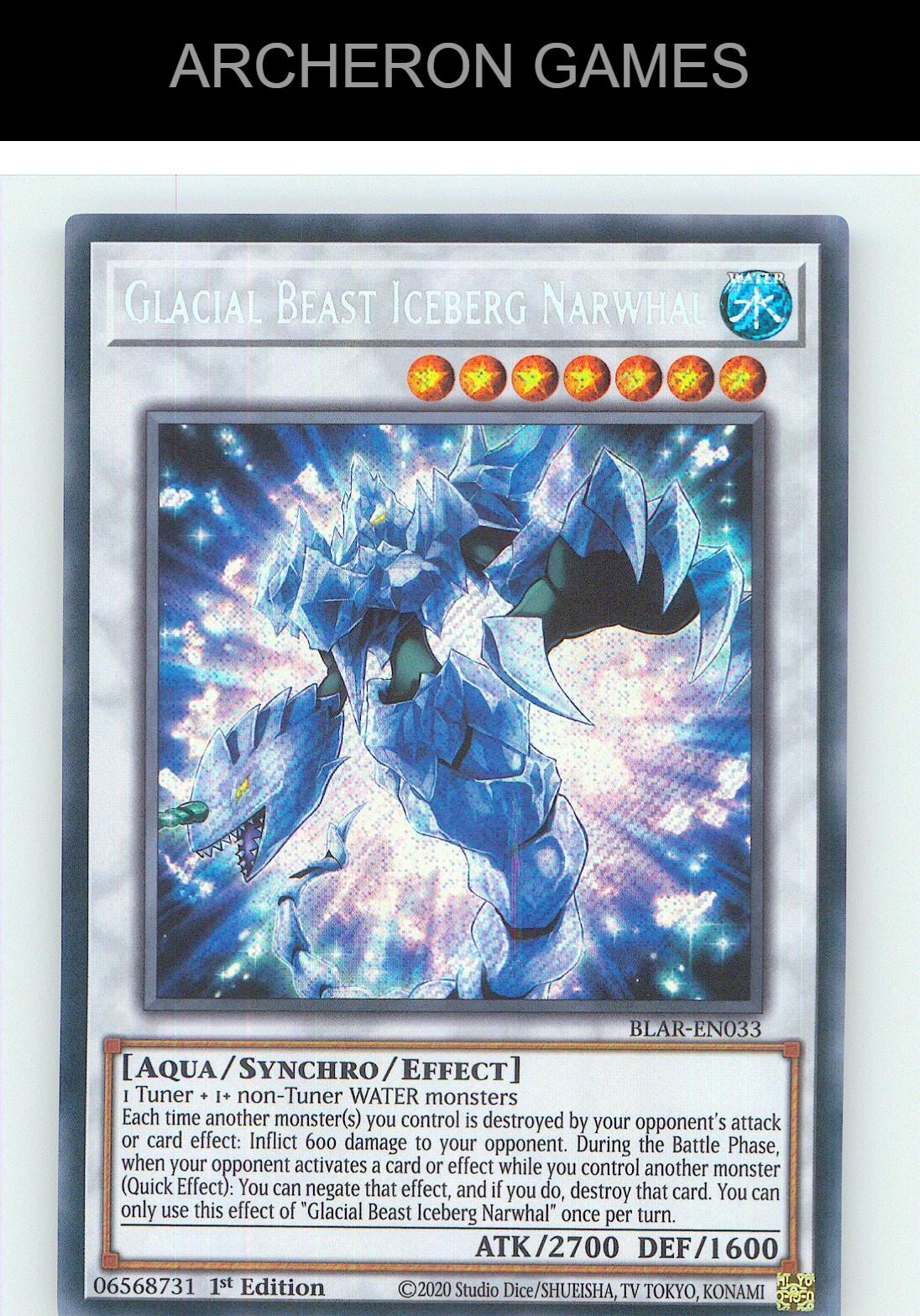 Glacial Beast Iceberg Narwhal SEC YUGIOH Card 1st Edition