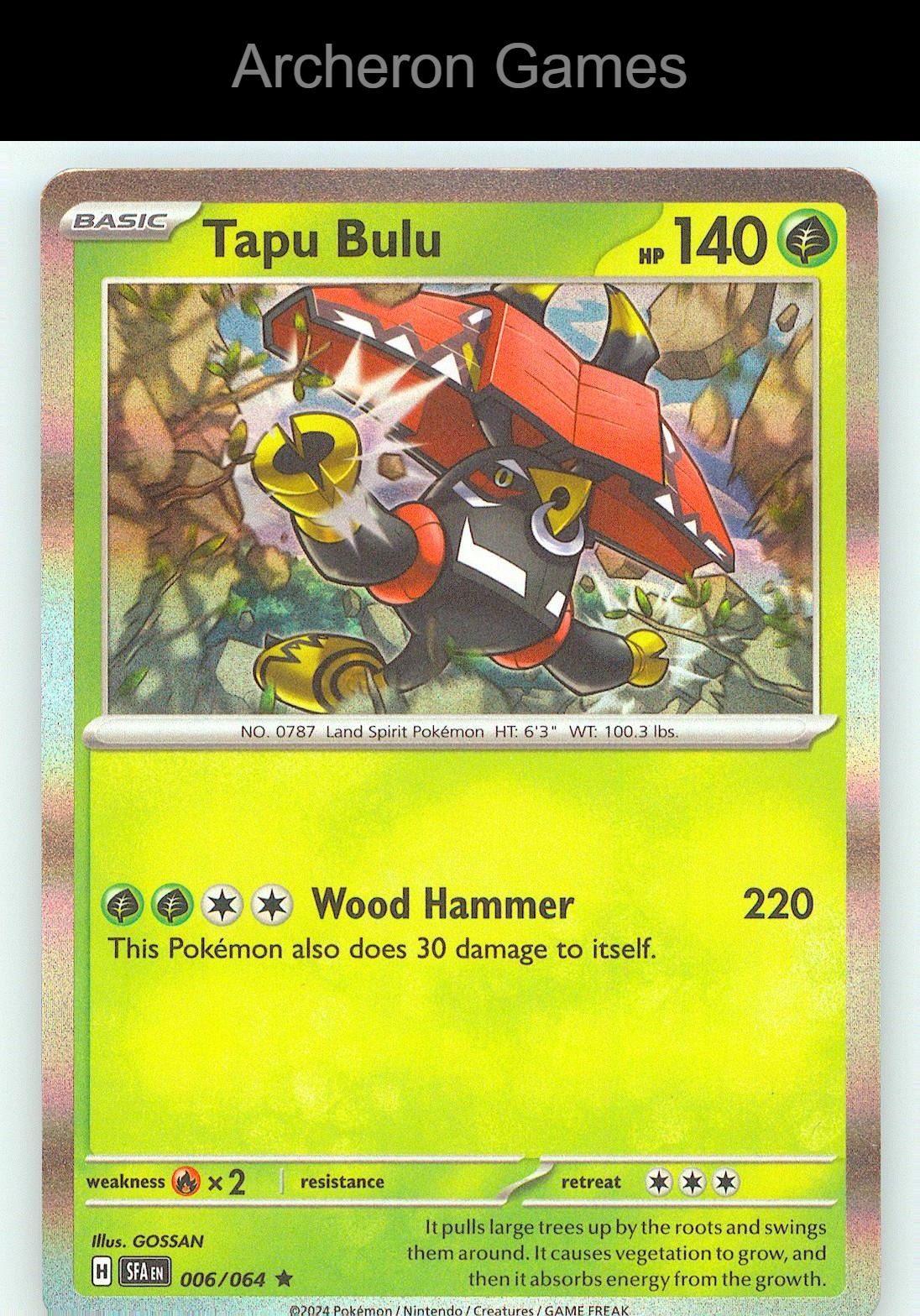 Pokemon Card Tapu Bulu SFA 006/064 R Shrouded Fable Holo