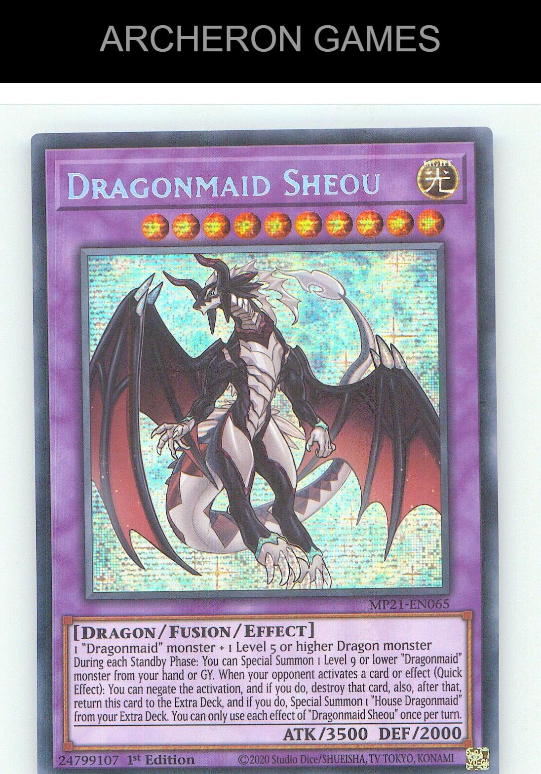 Dragonmaid Sheou Prismatic Secret Rare YUGIOH Card 1st Edition