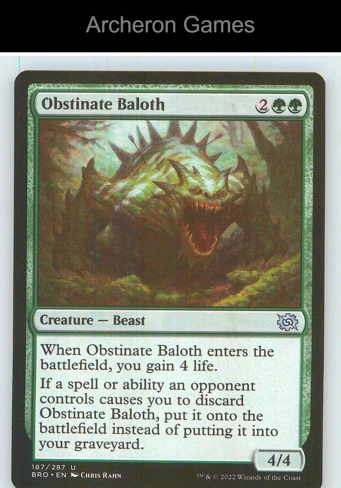 Obstinate Baloth BRO 187 UC MTG Card NM/EX+