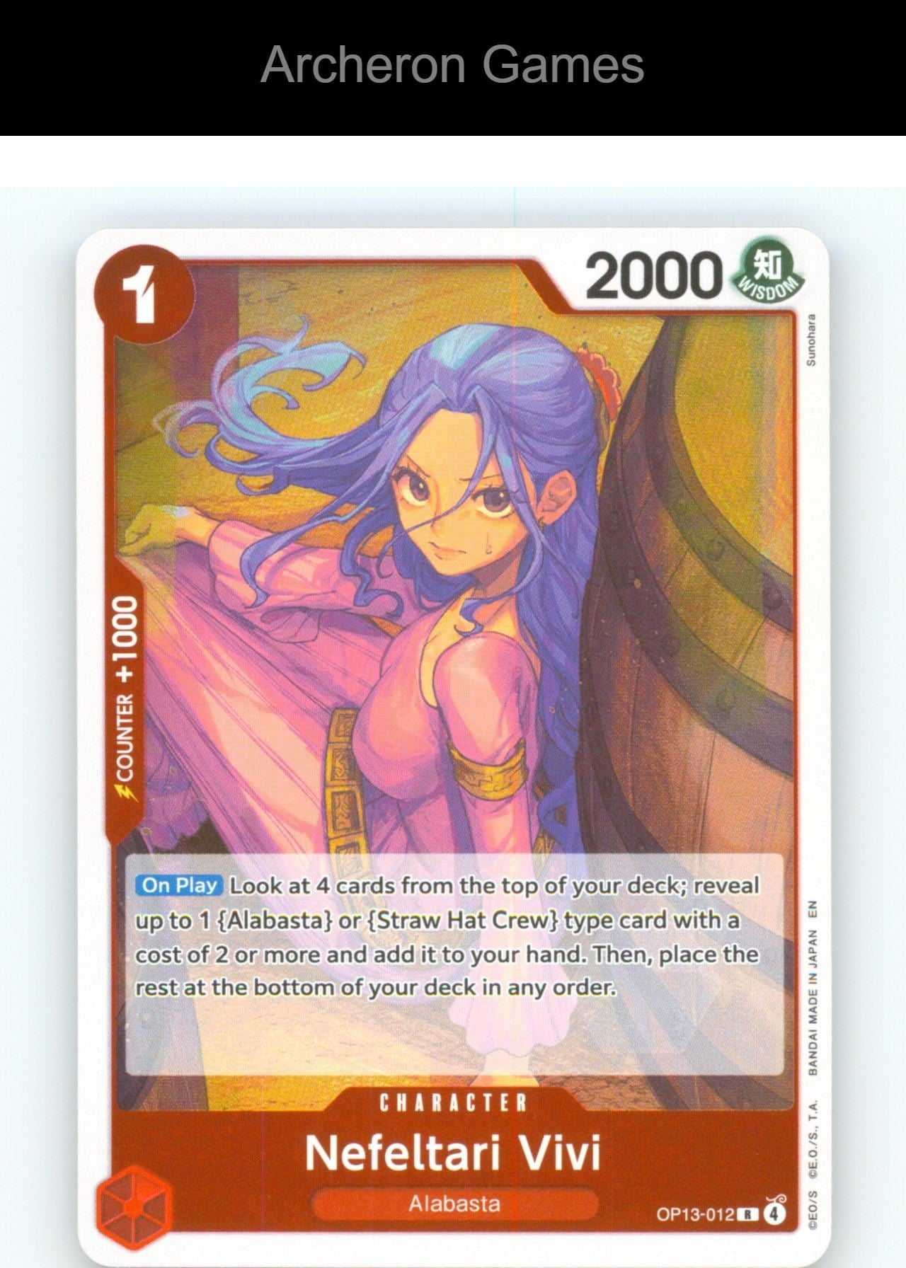 Nefeltari Vivi OP13-012 R One Piece Card NM/EX+ Foil