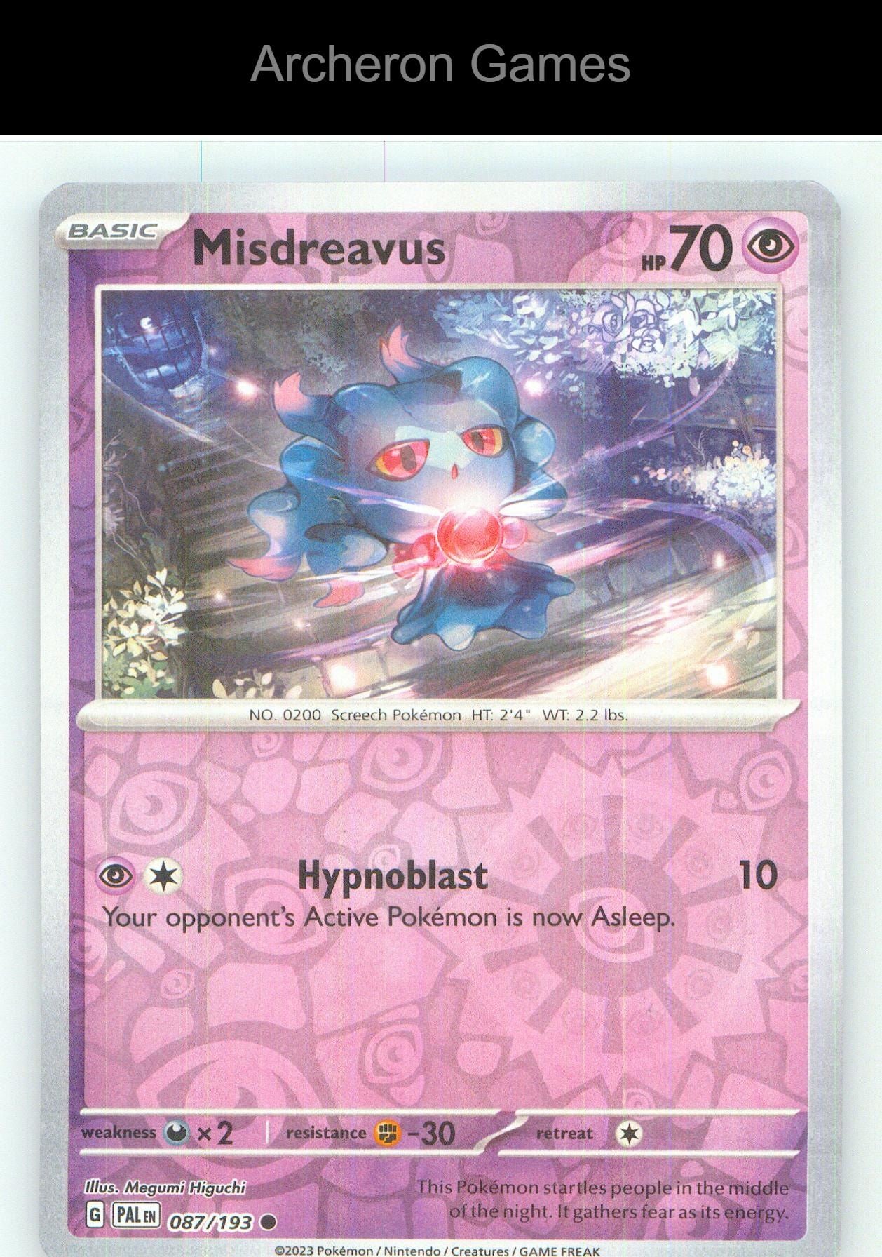 Pokemon Card Misdreavus PAL 087/193 C Paldea Evolved Reverse Holo