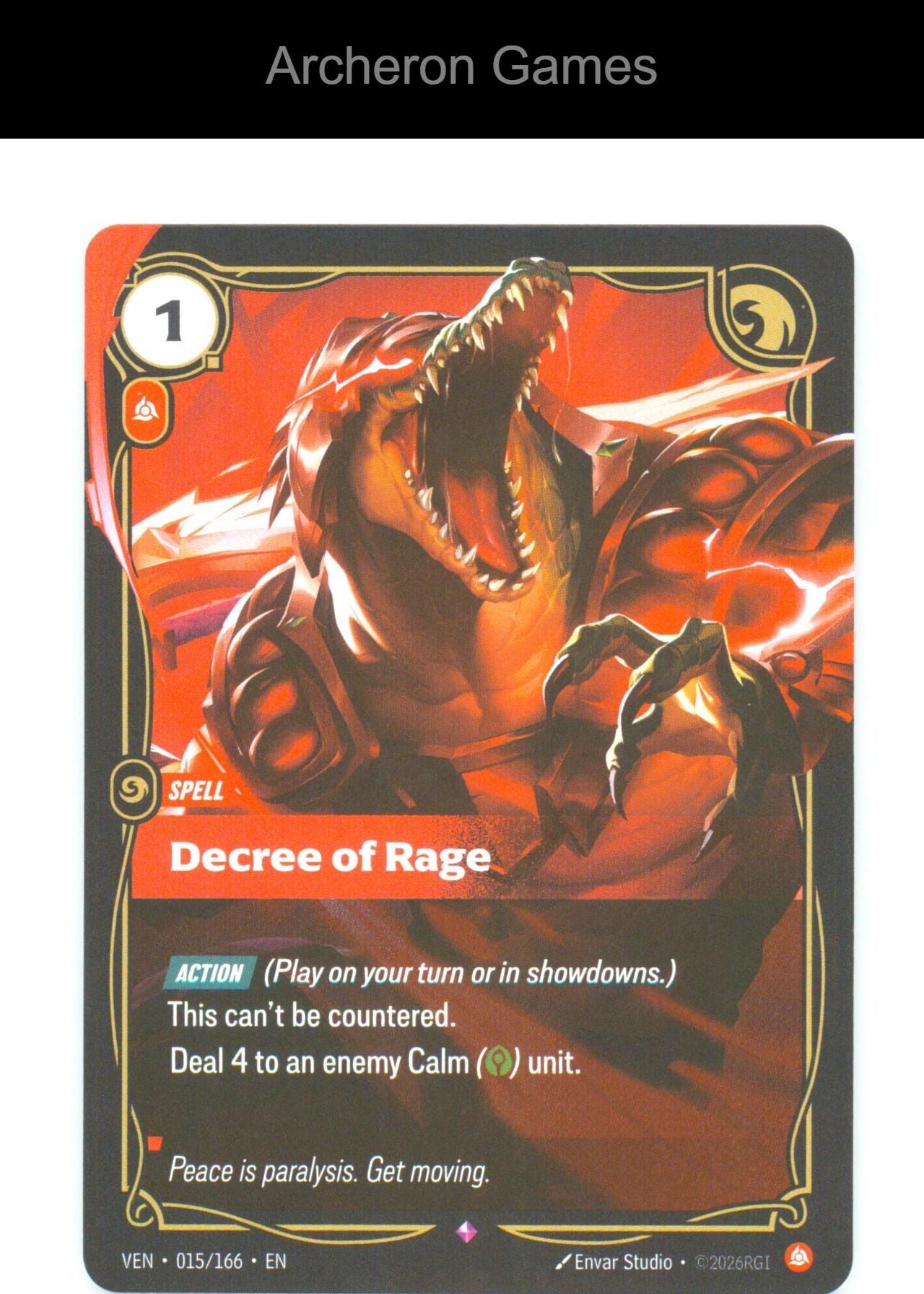 Decree of Rage VEN 015/166 R Vendetta Riftbound Card Foil