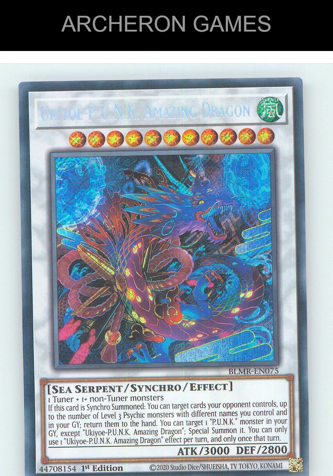 Ukiyoe-P.U.N.K. Amazing Dragon SEC YUGIOH Card 1st Edition