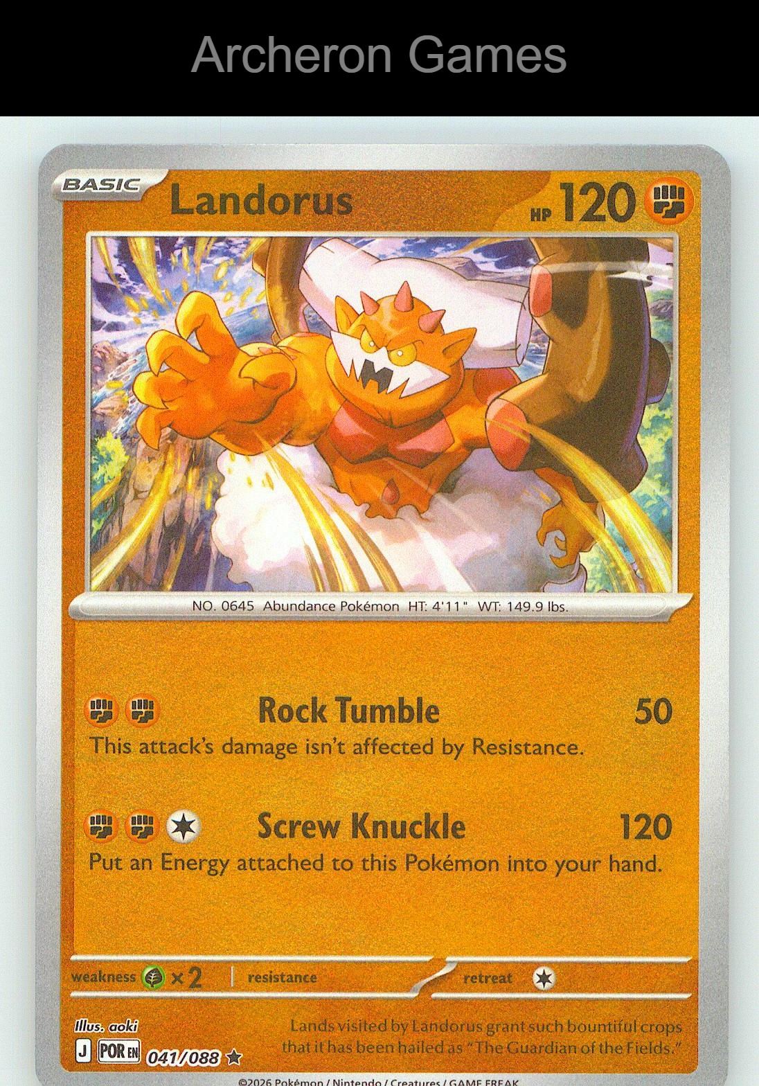 Pokemon Card Landorus ME03 041/088 R Perfect Order Reverse Holo