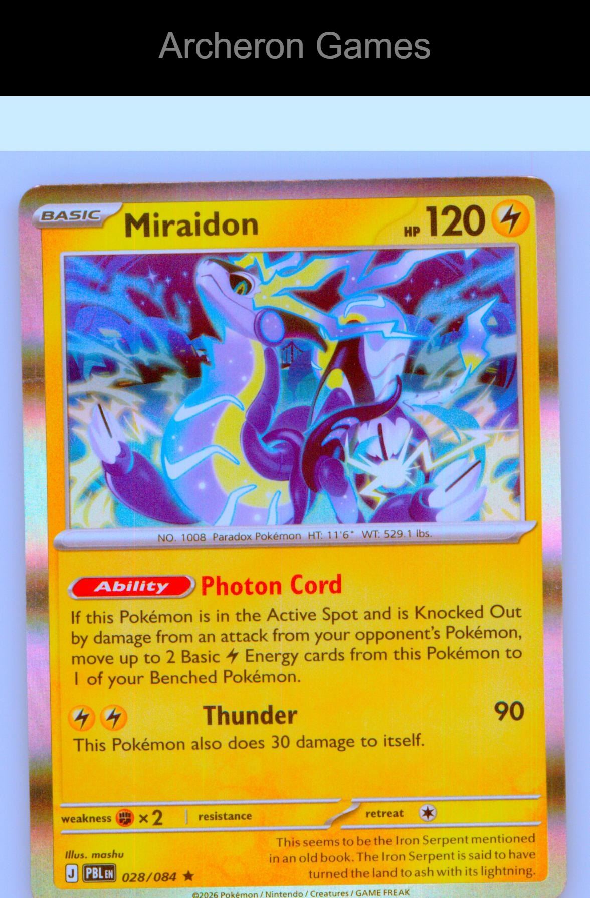 Pokemon Card Miraidon ME05 028/084 R Pitch Black Holo