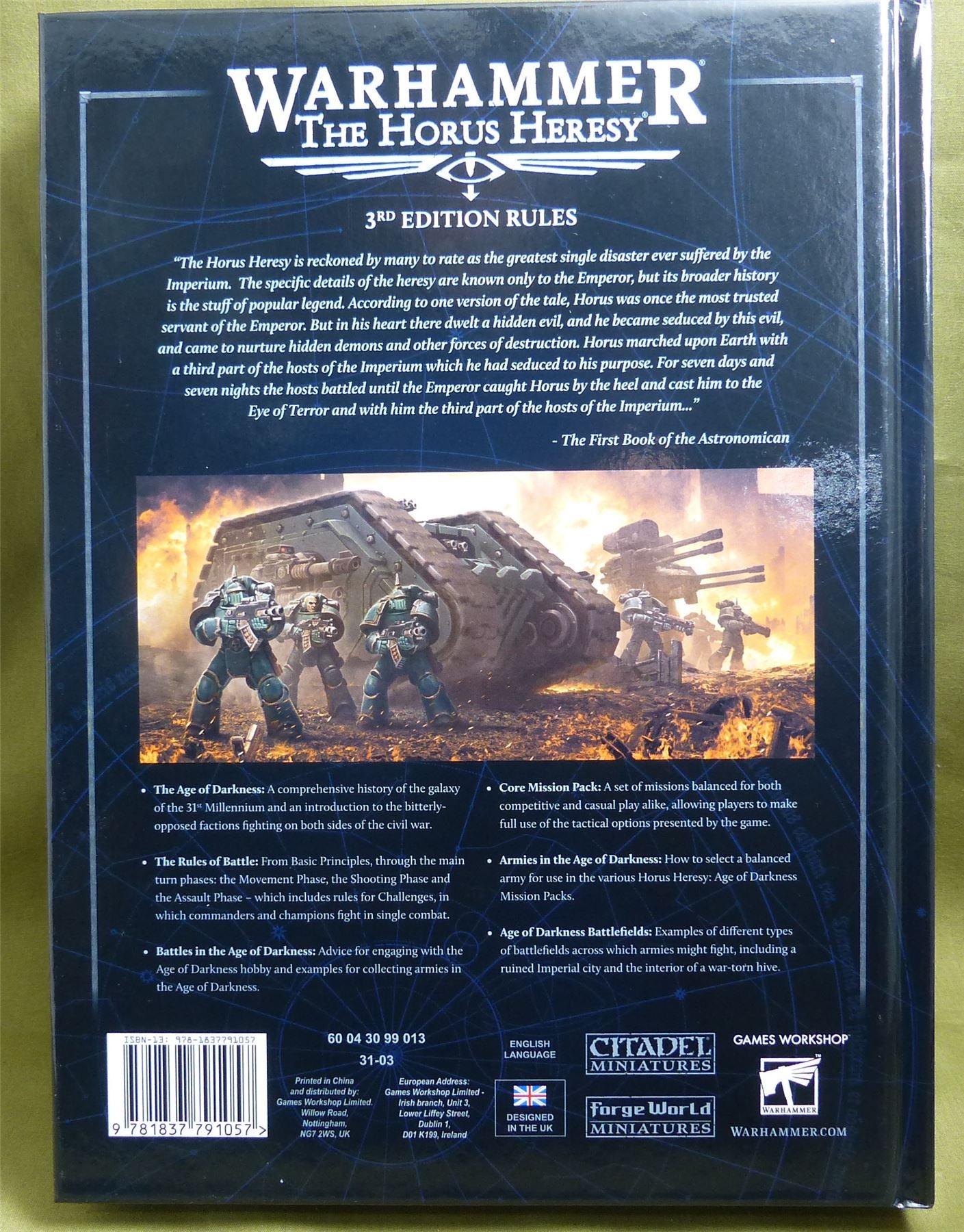 Age of Darkness Rulebook - Warhammer Horus Heresy Hardback #52O