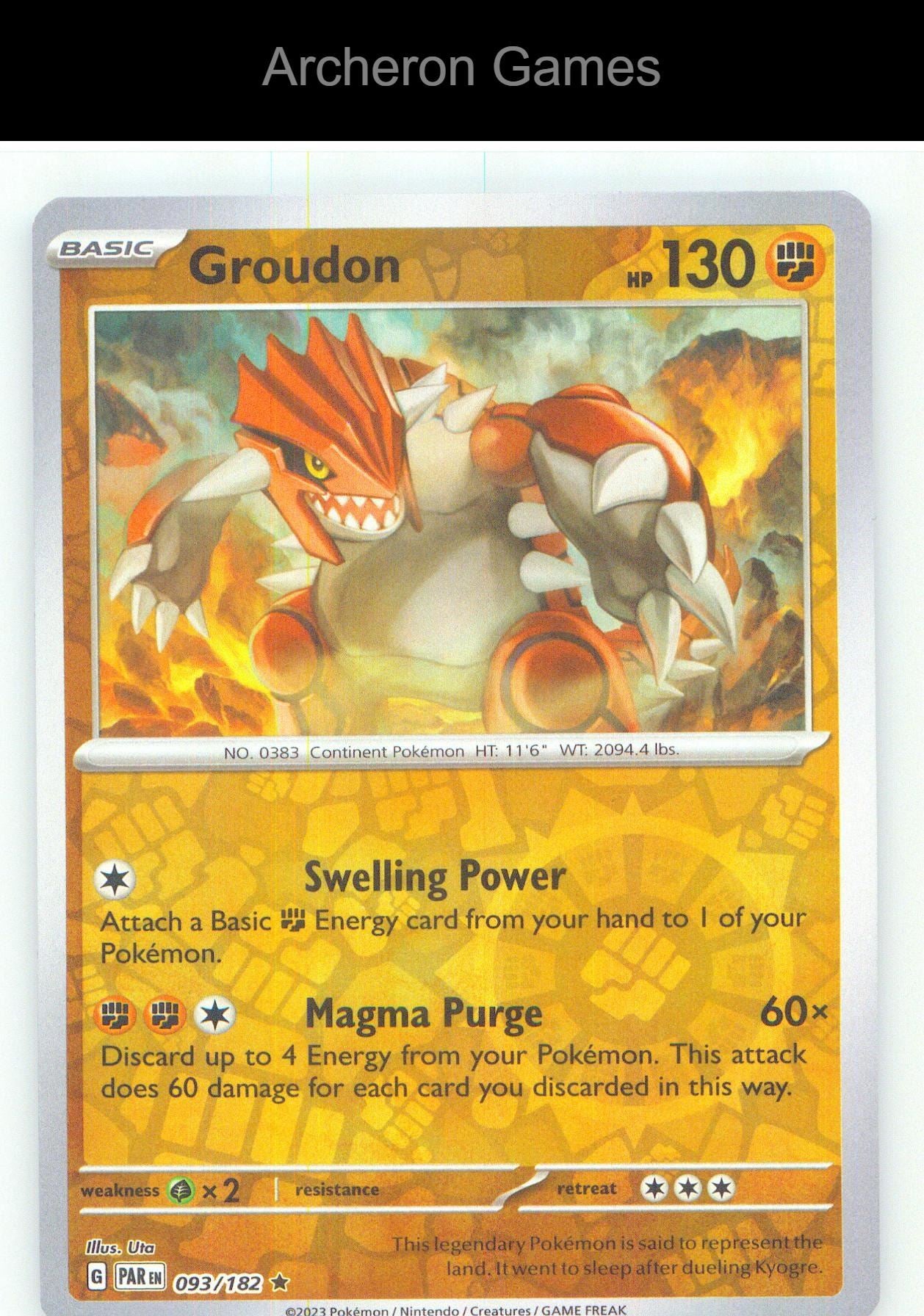 Pokemon Card Groudon PAR 093/182 R Paradox Rift Reverse Holo