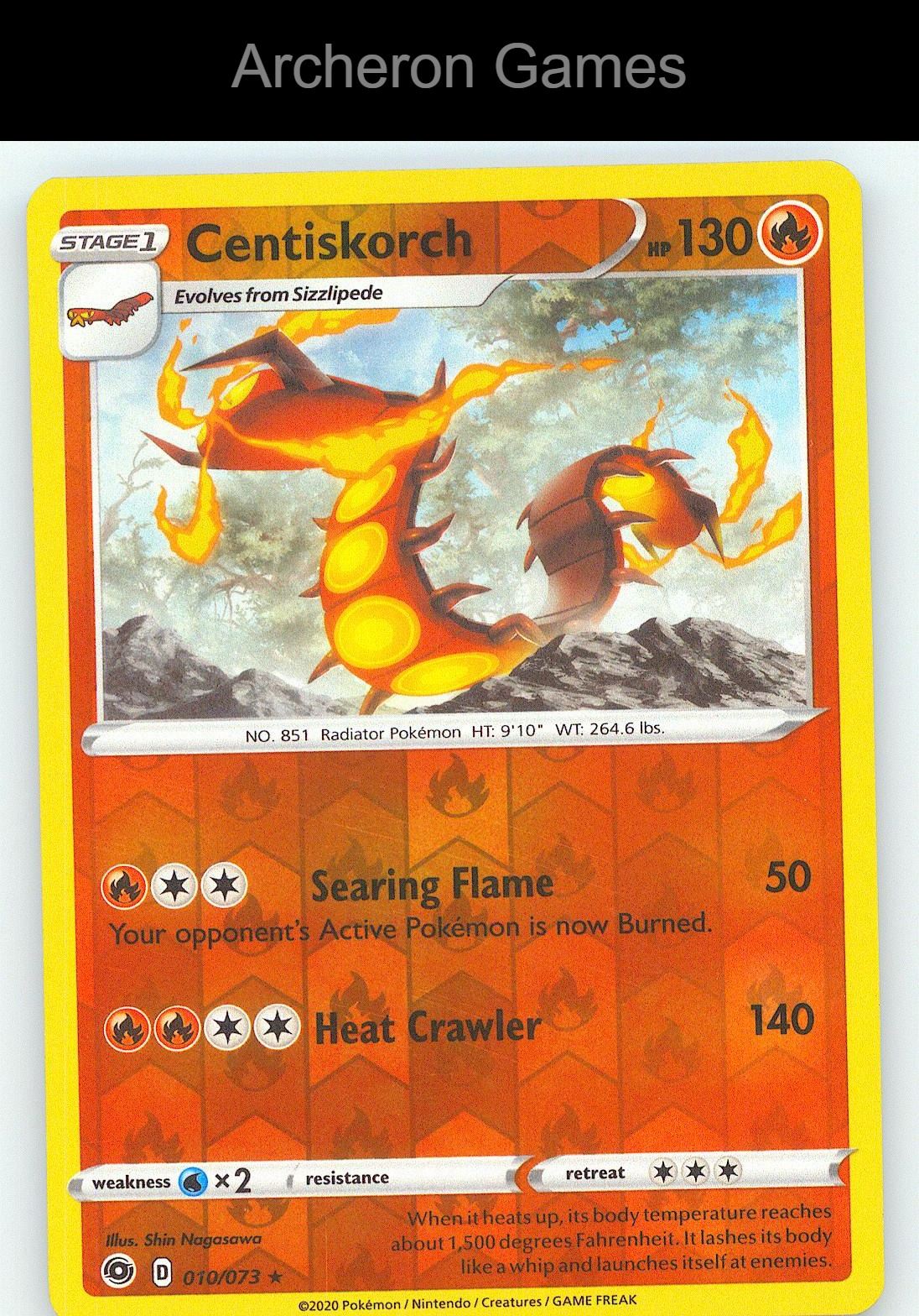 Pokemon Card Centiskorch CPA 010/073 R Champion's Path Reverse Holo