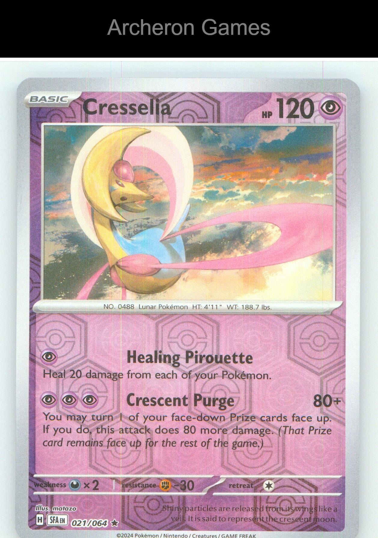 Pokemon Card Cresselia SFA 021/064 R Shrouded Fable Reverse Holo