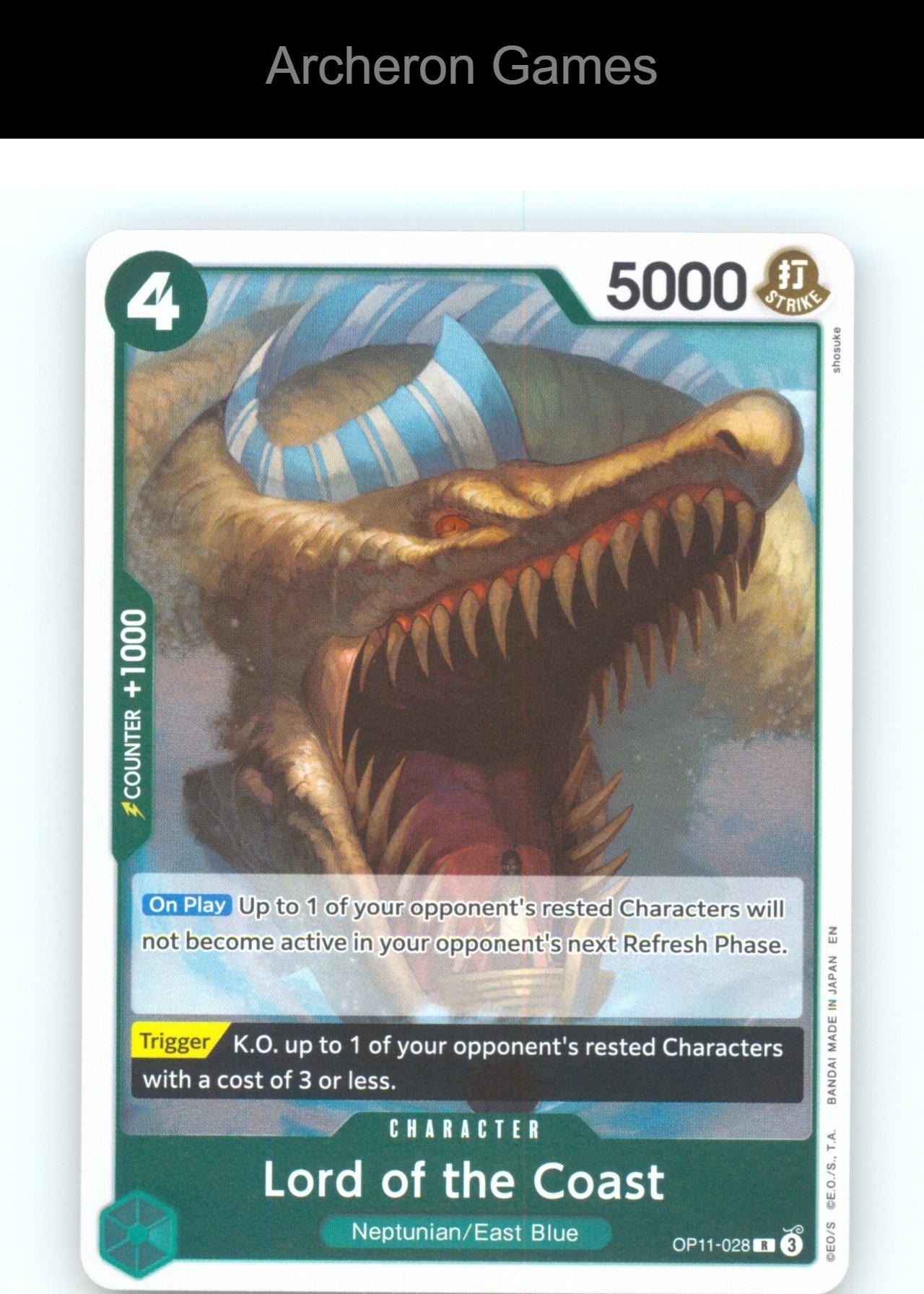 Lord of the Coast (Judge Pack Vol. 7) OP11-028 R One Piece Card NM/EX+ Foil