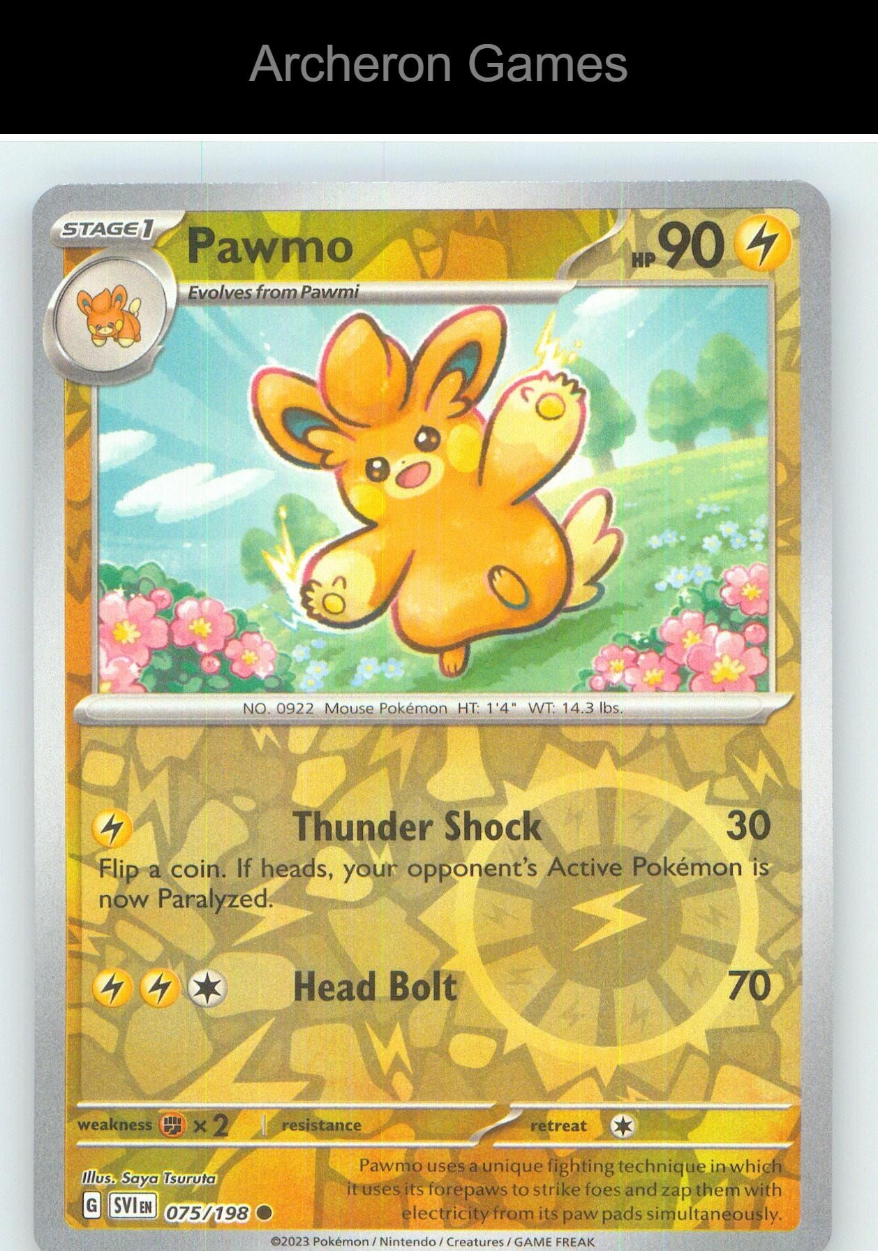 Pokemon Card Pawmo SVI 075/198 C Scarlet & Violet Reverse Holo