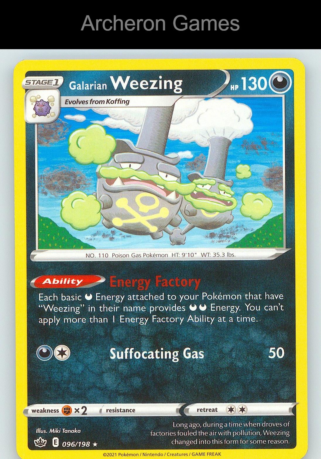 Pokemon Card Galarian Weezing CRE 096/198 R Chilling Reign