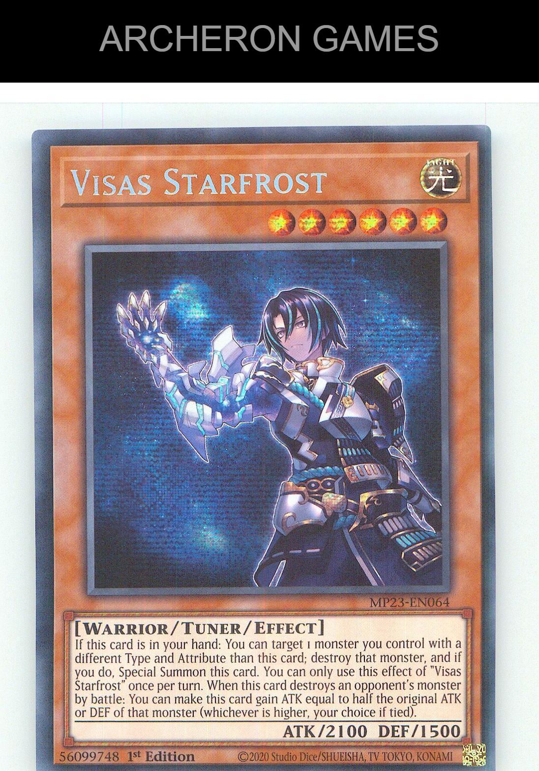 Visas Starfrost Prismatic Secret Rare YUGIOH Card 1st Edition