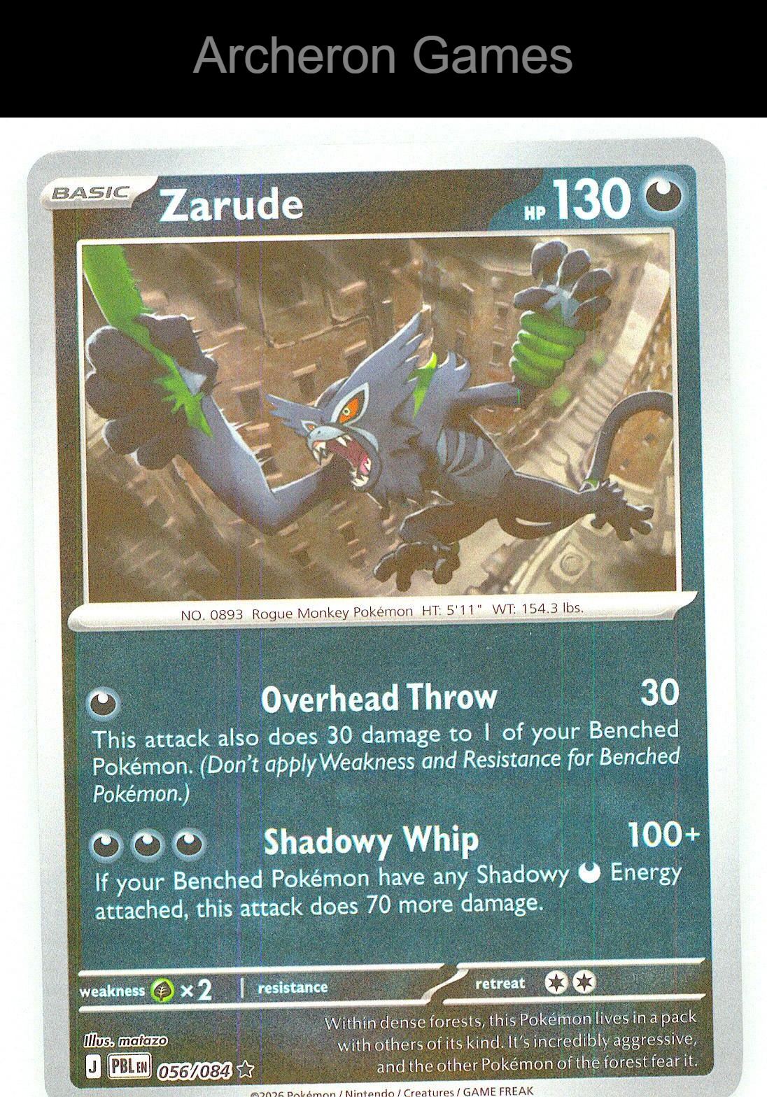 Pokemon Card Zarude ME05 056/084 R Pitch Black Reverse Holo
