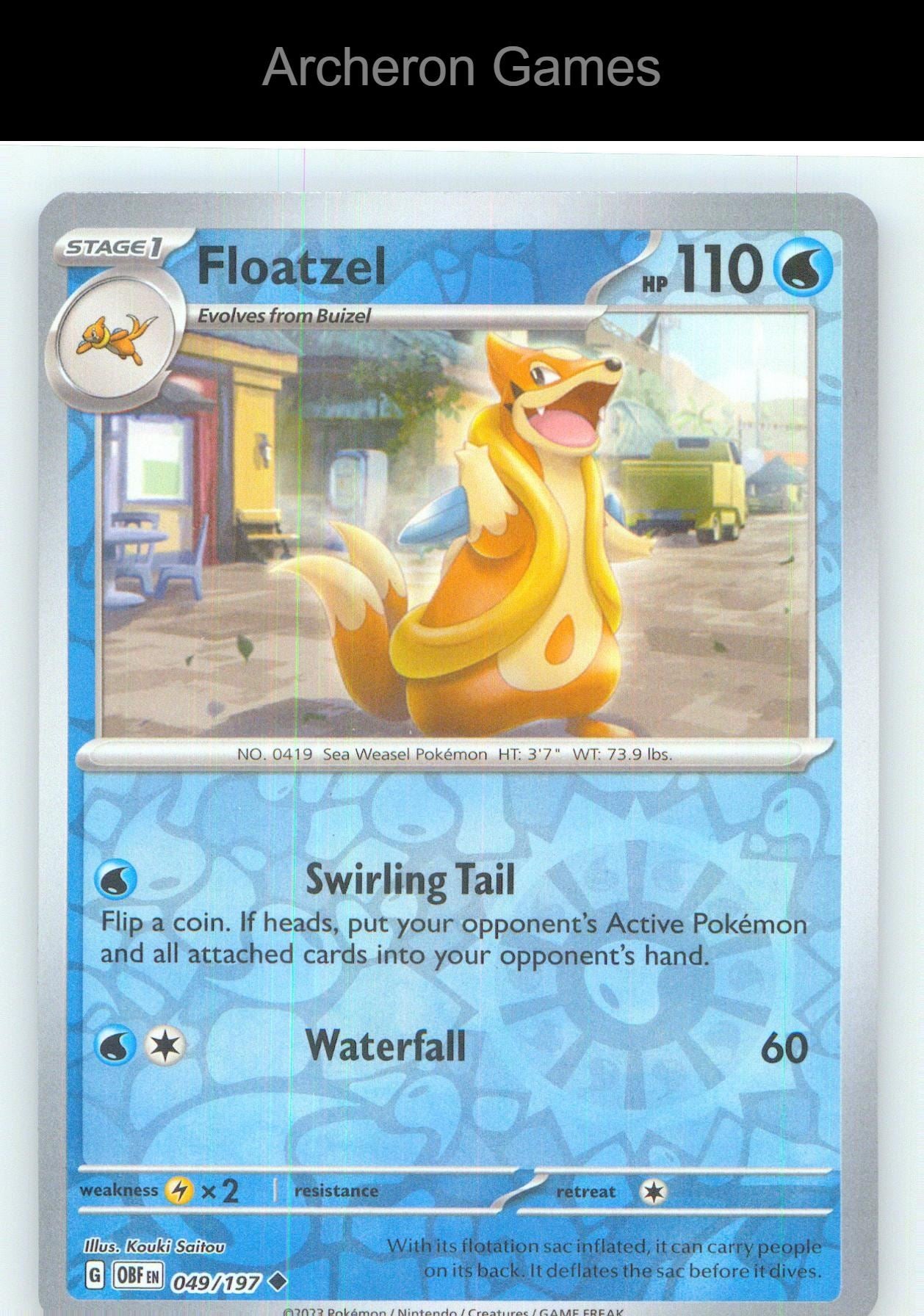 Pokemon Card Floatzel OBF 049/197 UC Obsidian Flames Reverse Holo