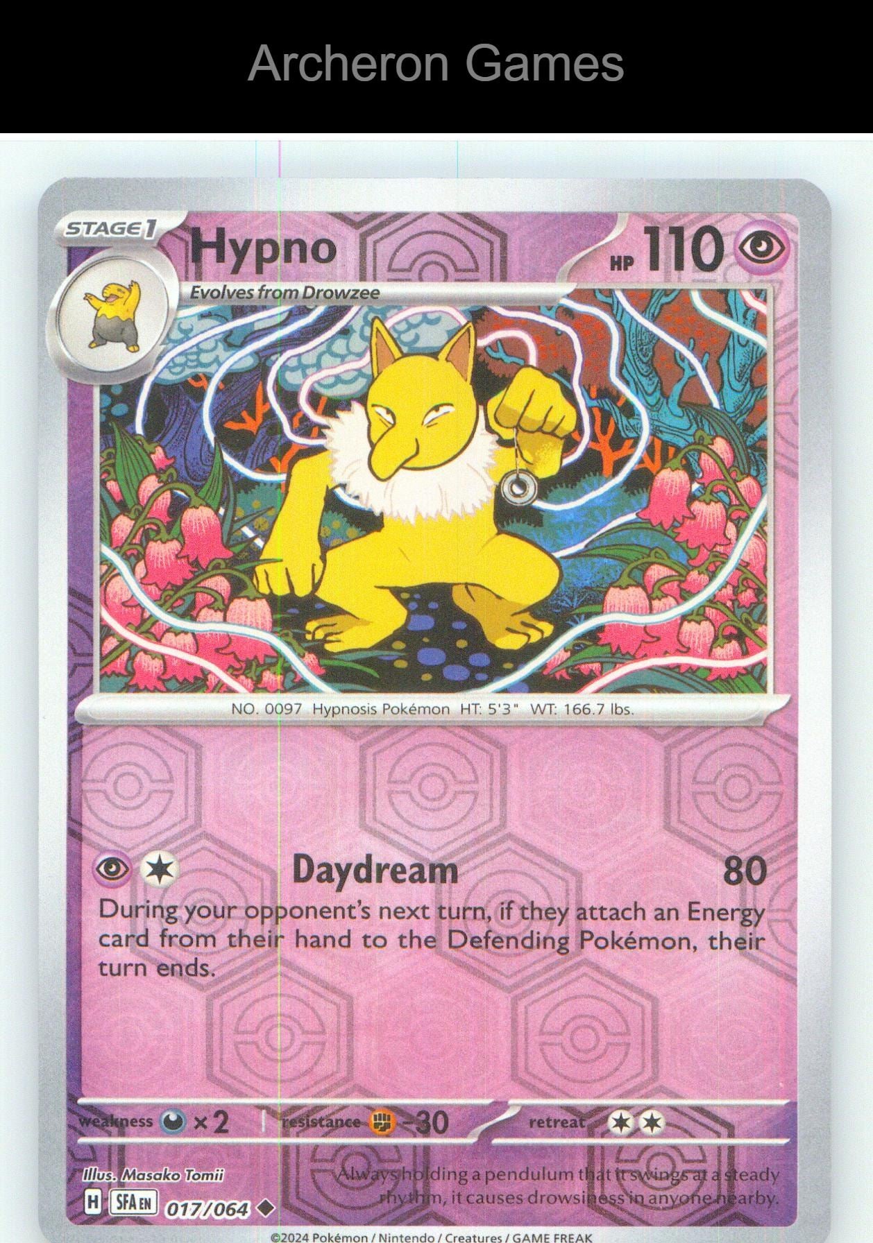 Pokemon Card Hypno SFA 017/064 UC Shrouded Fable Reverse Holo