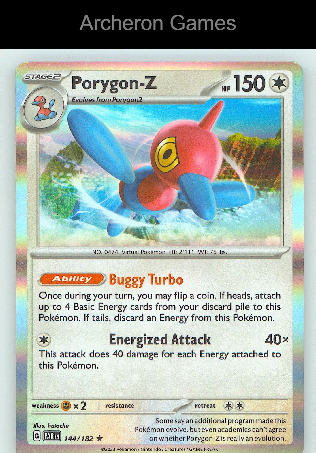 Pokemon Card Porygon-Z PAR 144/182 R Paradox Rift Holo