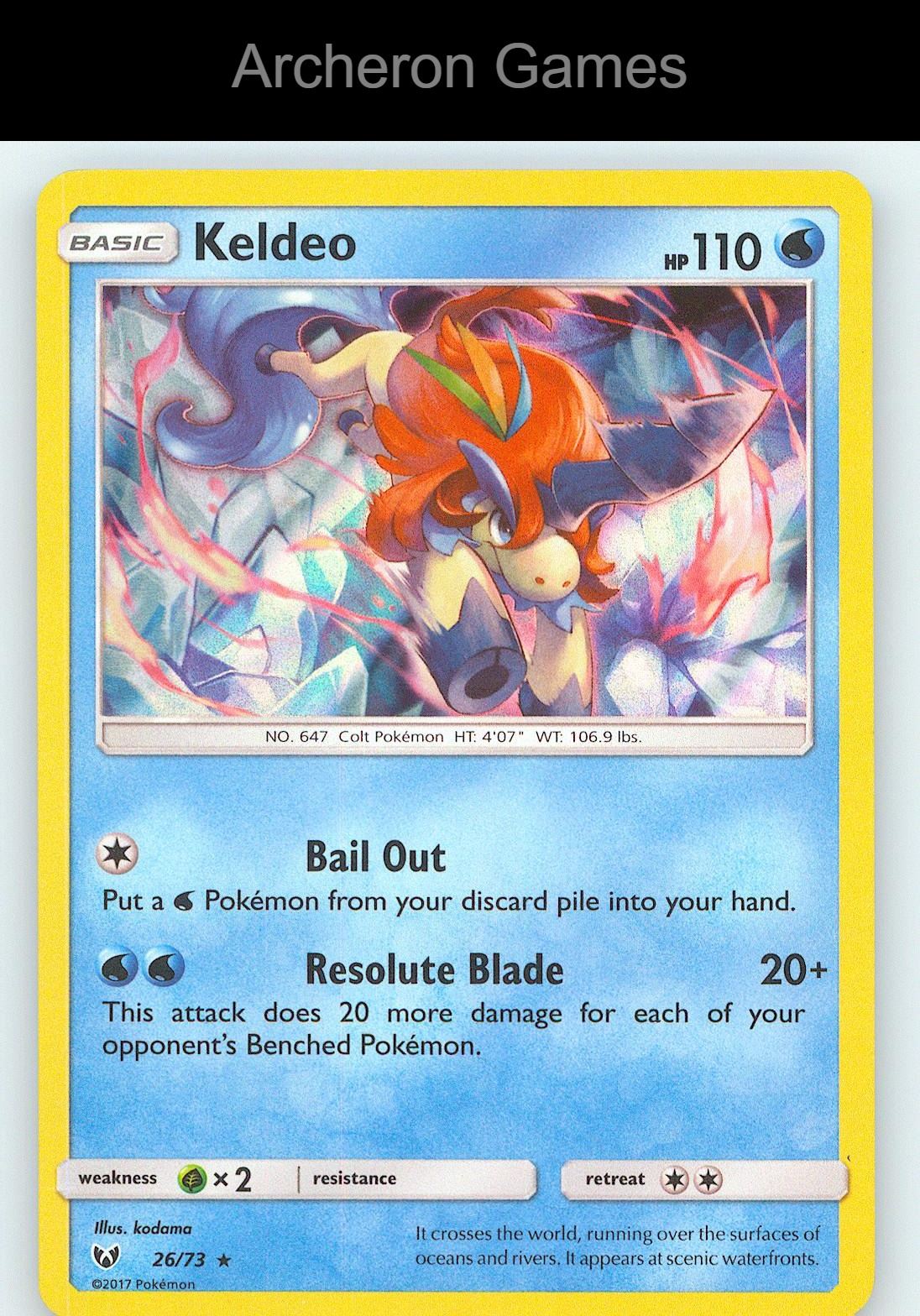 Pokemon Card Keldeo SLG 26/73 Surge Holo R Shining Legends