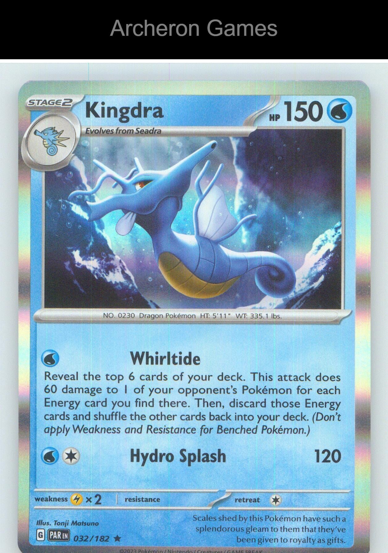 Pokemon Card Kingdra PAR 032/182 R Paradox Rift Holo