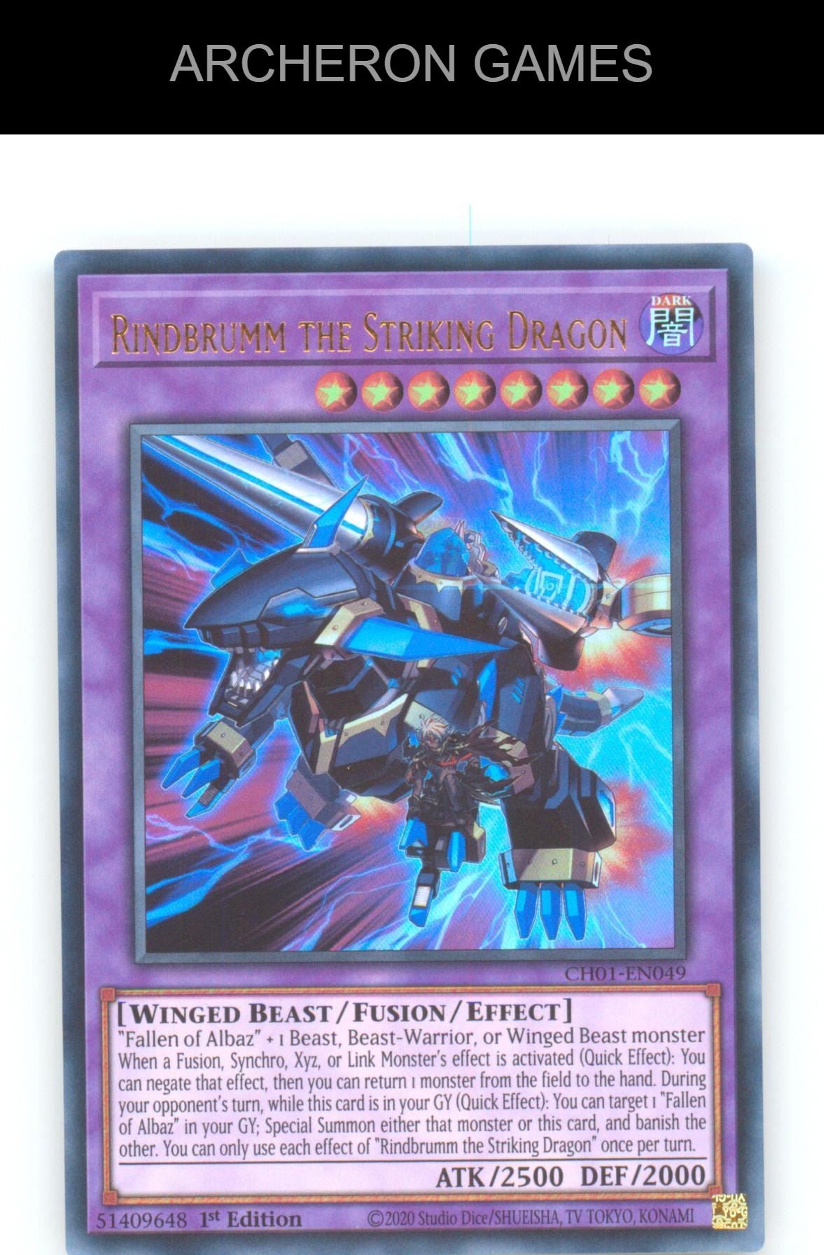 Rindbrumm the Striking Dragon Ultra Rare YUGIOH Card 1st Edition