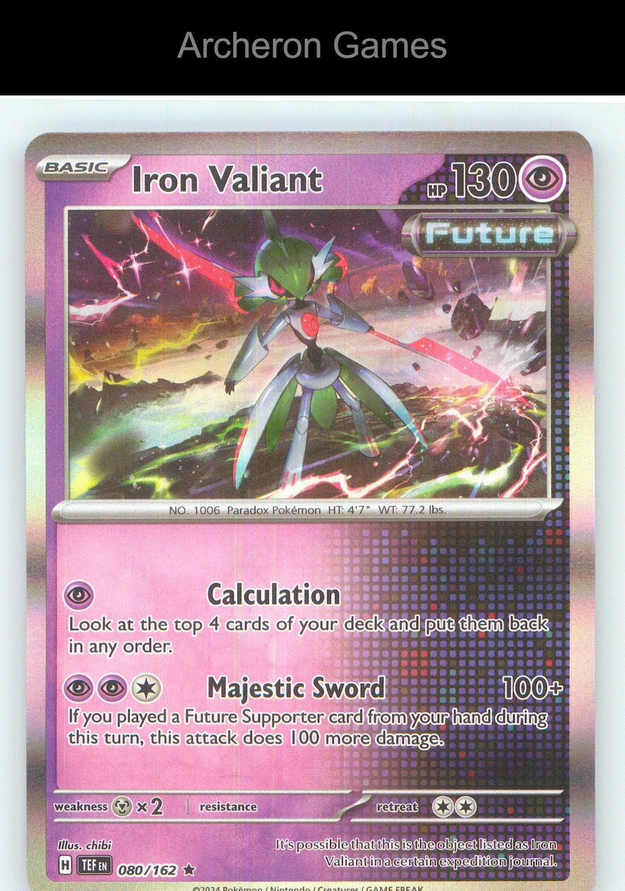 Pokemon Card Iron Valiant TEF 080/162 R Temporal Forces Holo