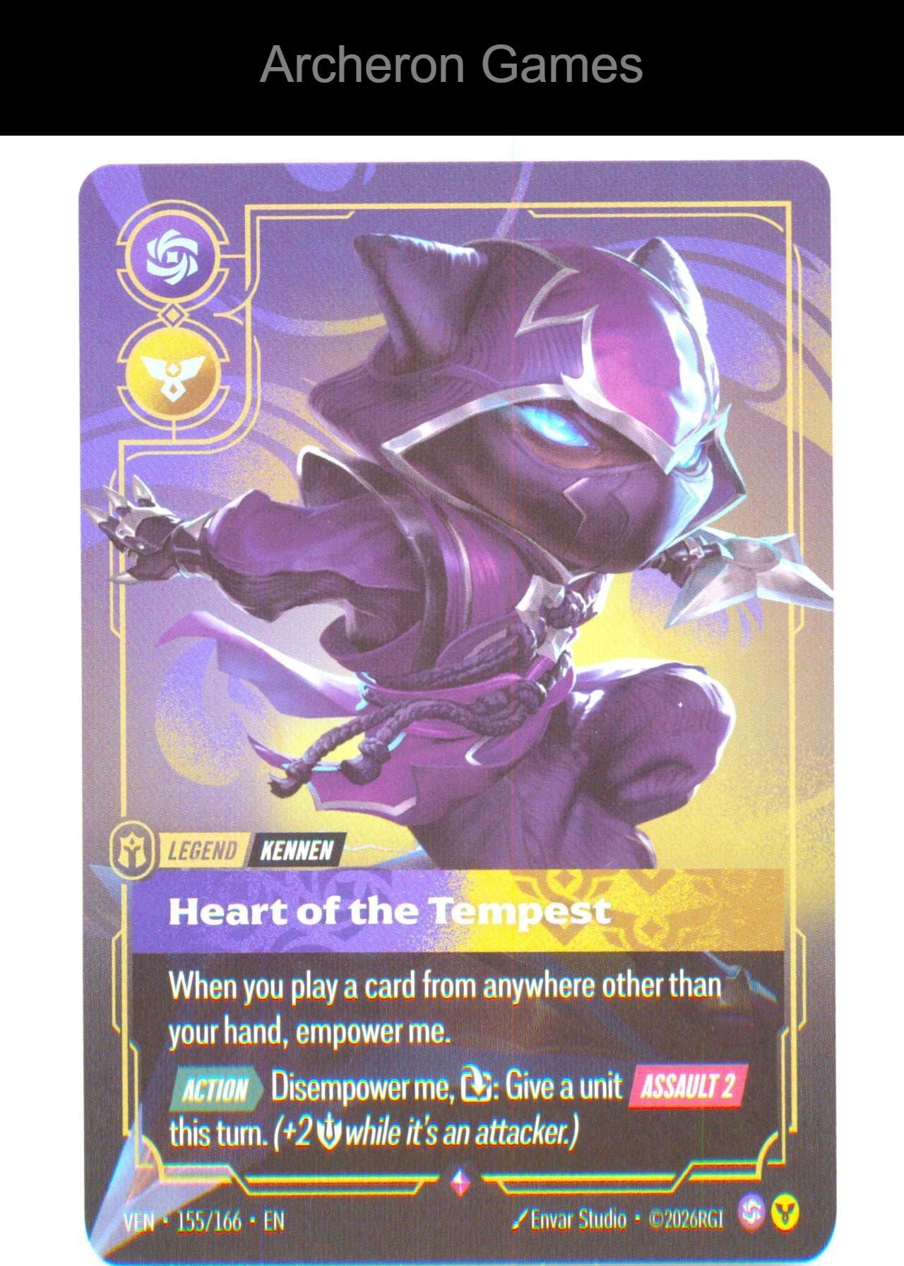 Kennen - Heart of the Tempest VEN 155/166 R Vendetta Riftbound Card Foil