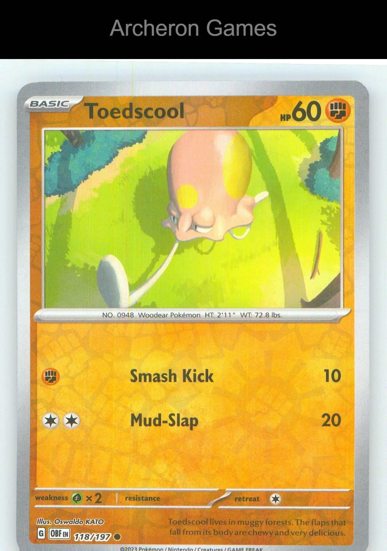 Pokemon Card Toedscool OBF 118/197 C Obsidian Flames Reverse Holo