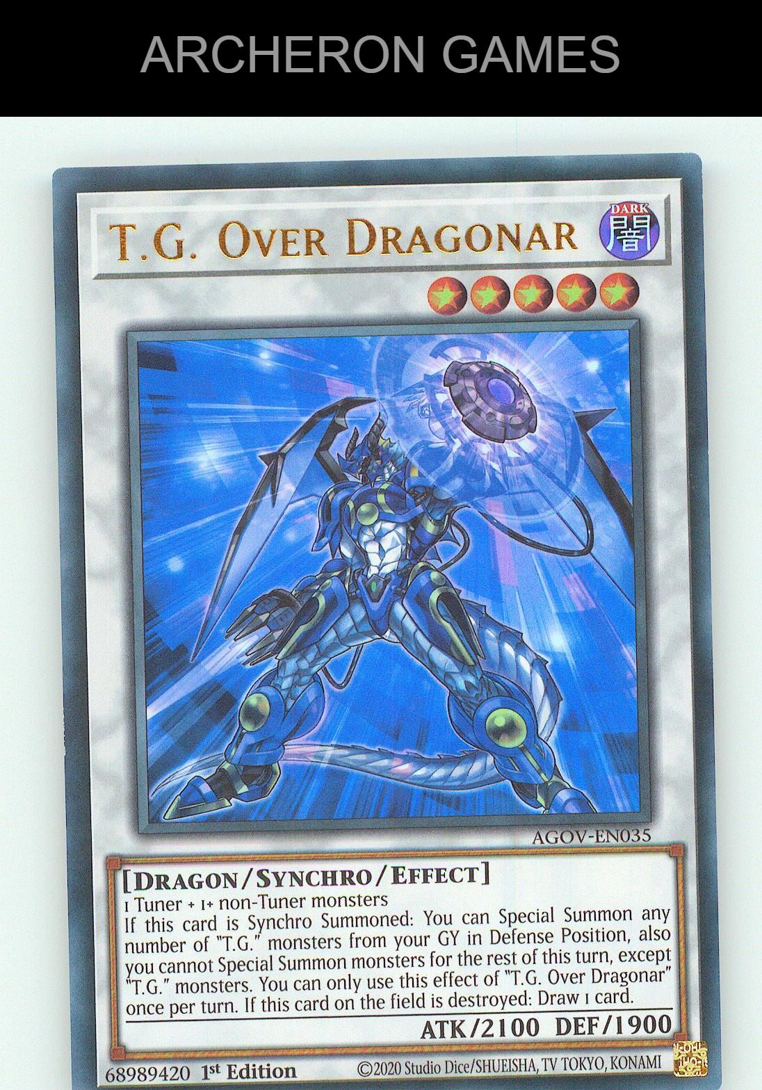 T.G. Over Dragonar UR YUGIOH Card 1st Edition