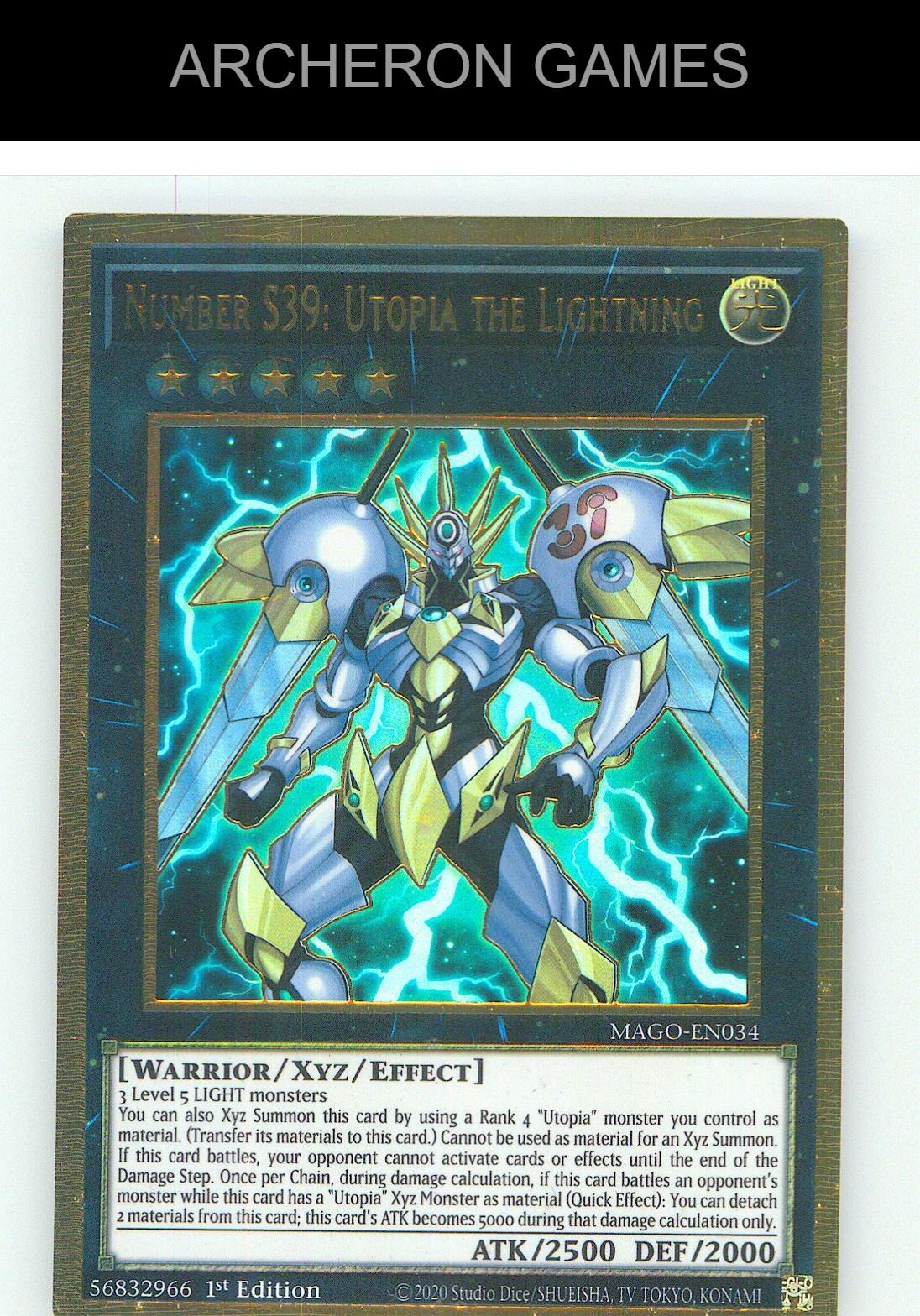 Number S39: Utopia the Lightning Premium Gold Rare YUGIOH Card 1st Edition