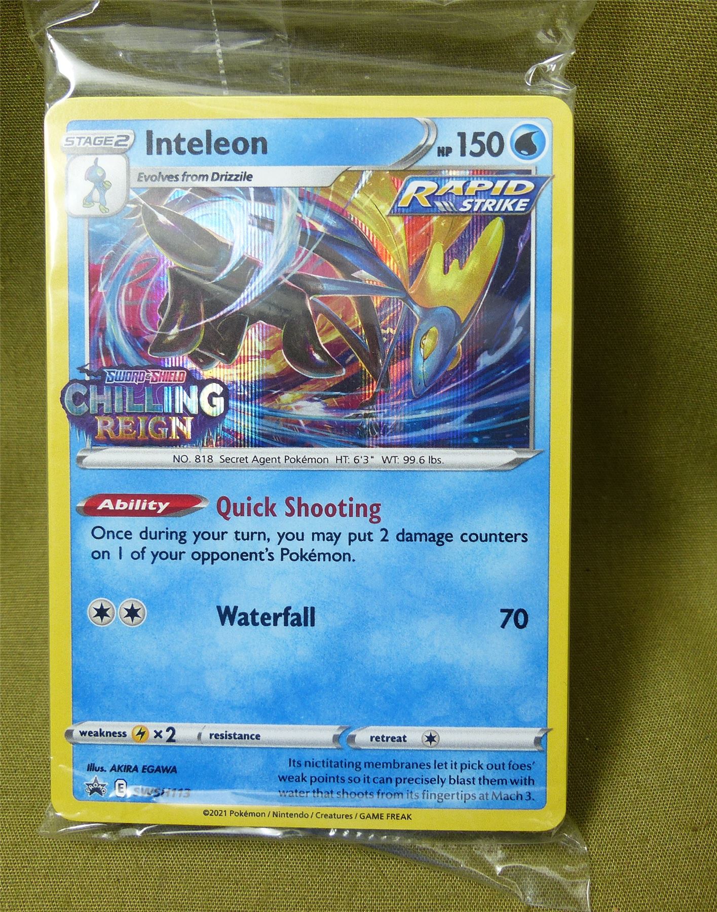 Inteleon SWSH113 - Chilling Reign Pre-Release Deck sealed - Pokemon Card #A6