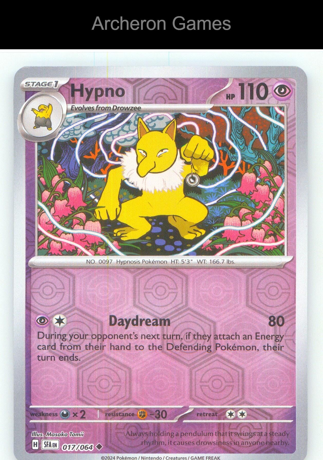 Pokemon Card Hypno SFA 017/064 UC Shrouded Fable Reverse Holo