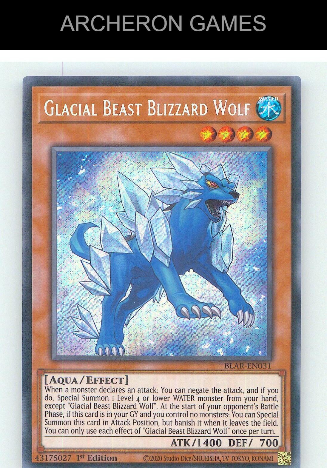 Glacial Beast Blizzard Wolf SEC YUGIOH Card 1st Edition