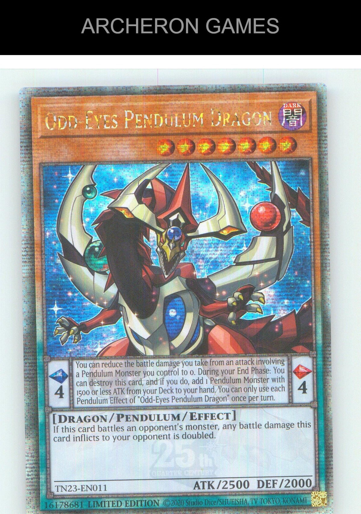 Odd-Eyes Pendulum Dragon (Quarter Century Secret Rare) YUGIOH Card Limited