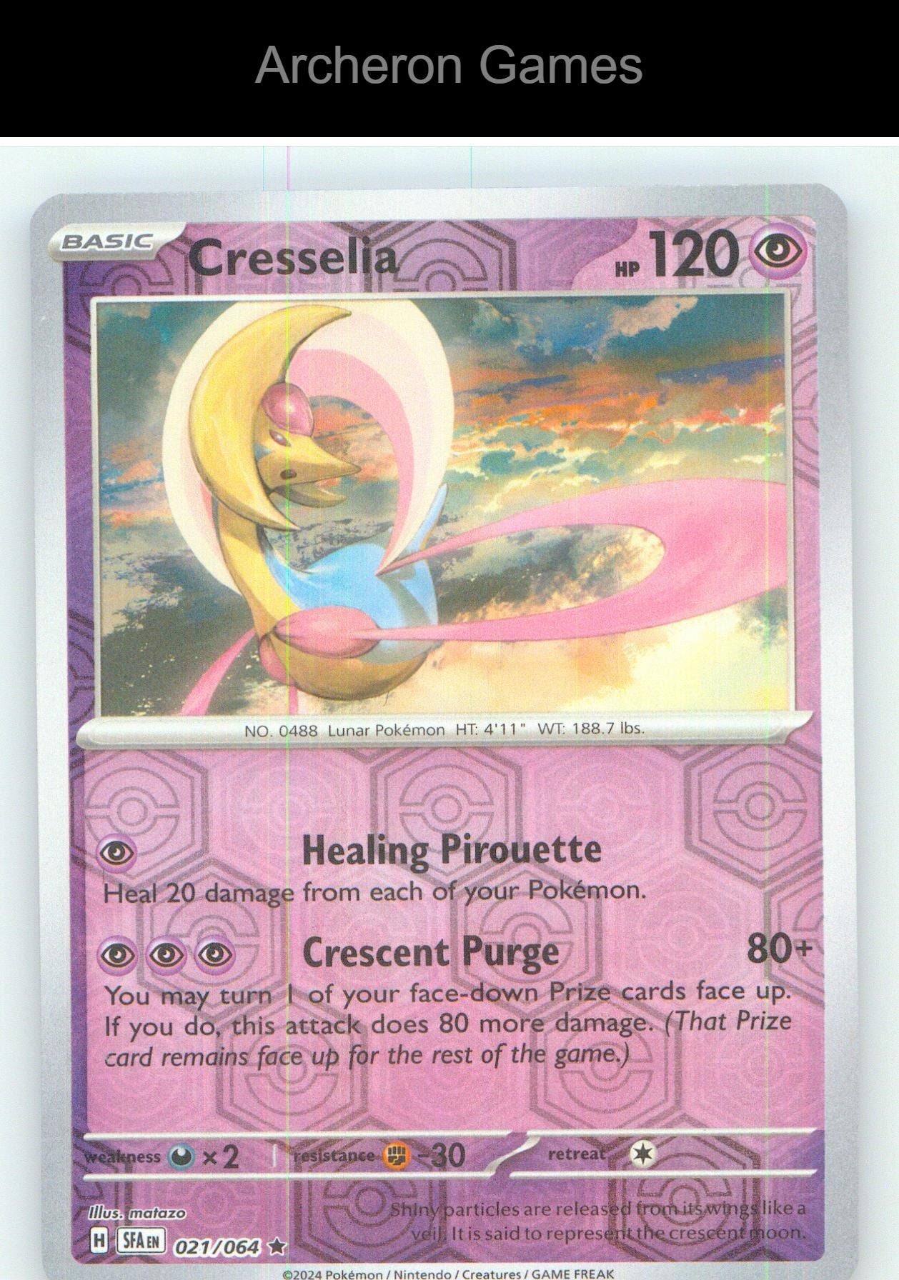 Pokemon Card Cresselia SFA 021/064 R Shrouded Fable Reverse Holo