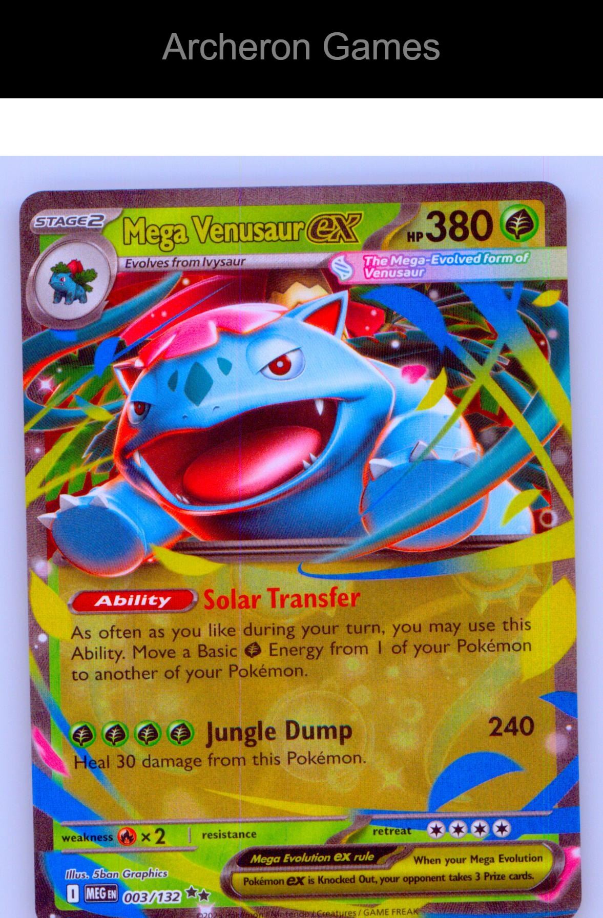 Pokemon Card Mega Venusaur ex MEG 003/132 Double Rare Mega Evolution Holo