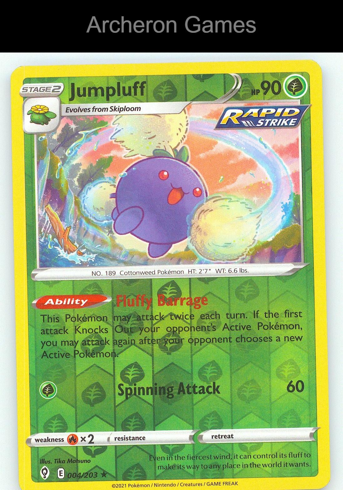 Pokemon Card Jumpluff EVS 004/203 R Evolving Skies Reverse Holo