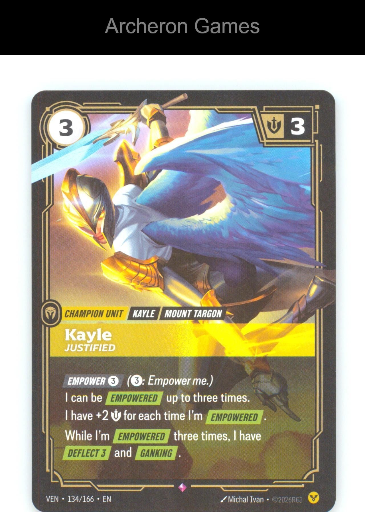 Kayle - Justified VEN 134/166 R Vendetta Riftbound Card Foil