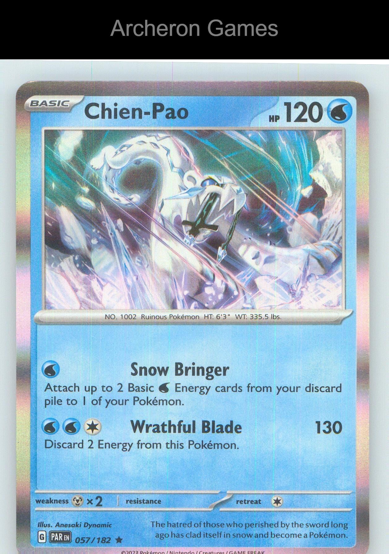 Pokemon Card Chien-Pao PAR 057/182 R Paradox Rift Holo