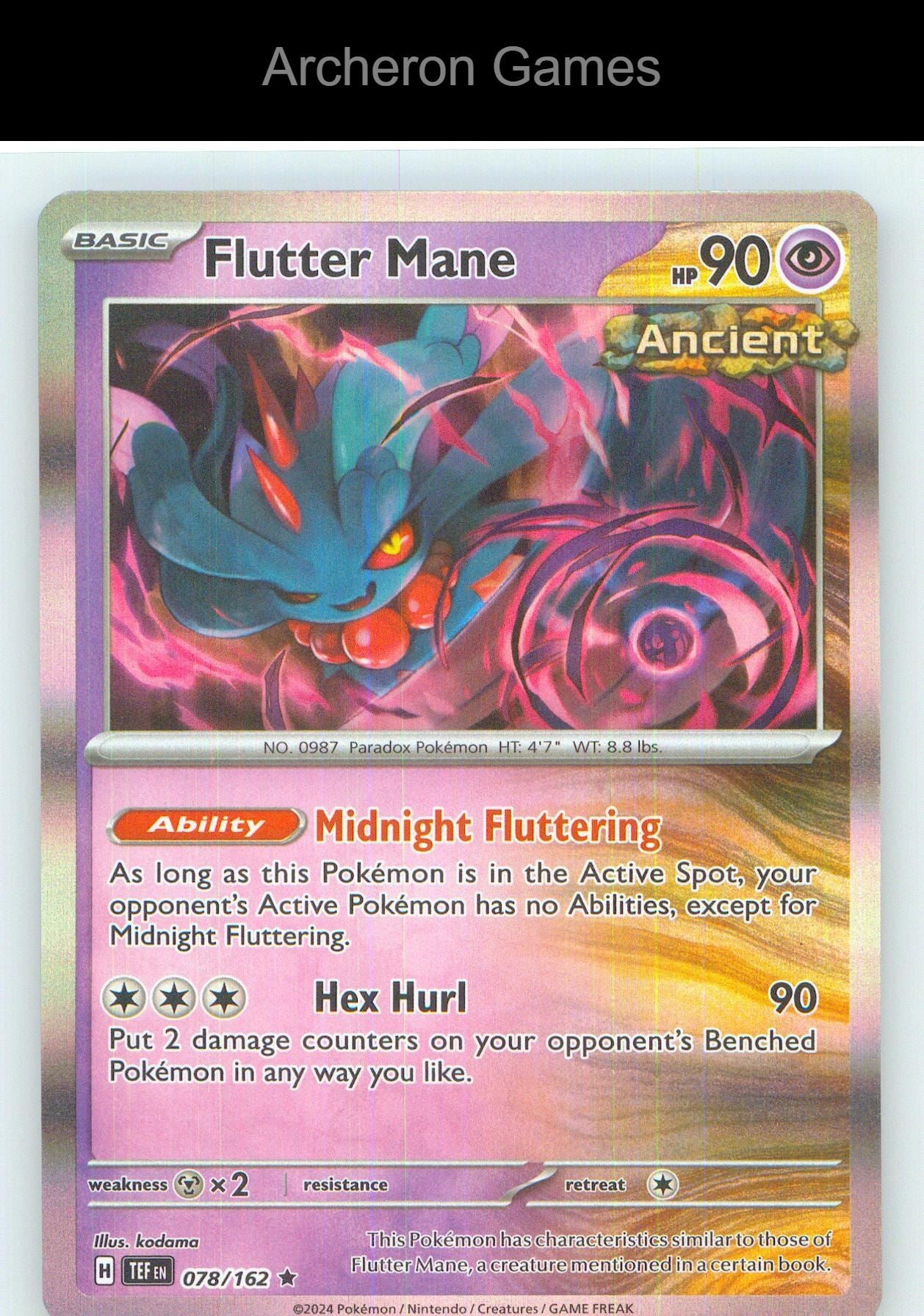 Pokemon Card Flutter Mane TEF 078/162 R Temporal Forces Holo