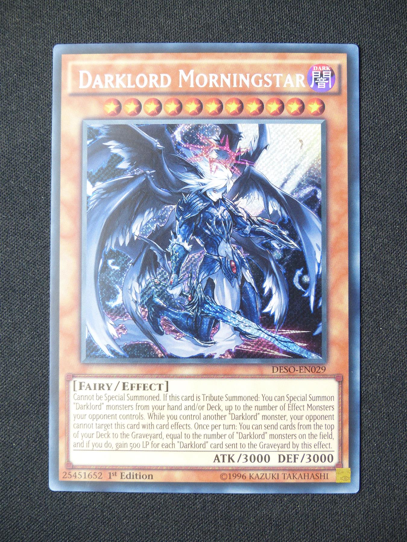 Darklord Morningstar DESO Secret Rare - 1st ed Yugioh Card #39R Archeron Darklord Morningstar DESO Secret Rare - 1st ed Yugioh Card #39R Archeron